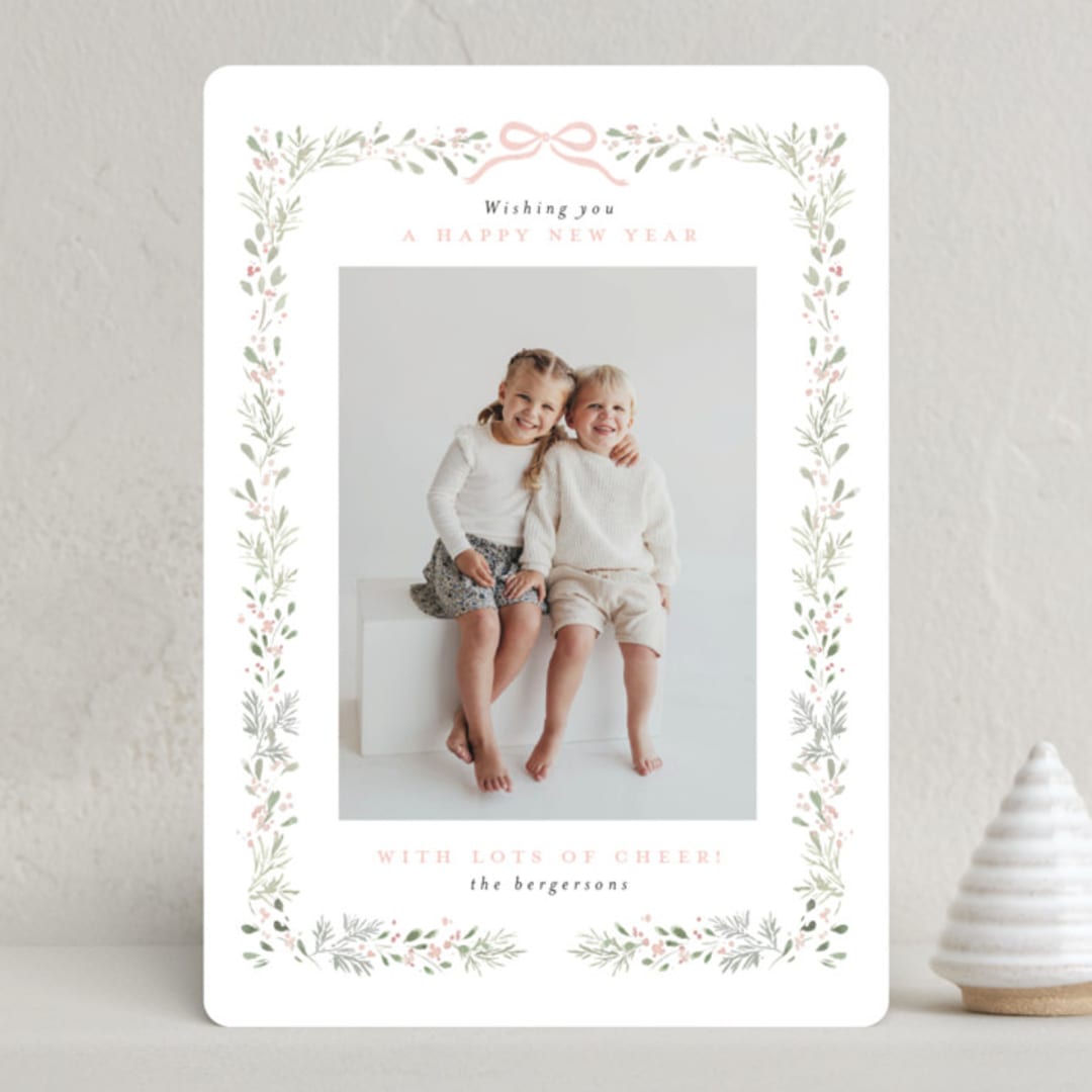 "Bountiful Boughs" - Holiday Cards in Blush by Itsy Belle Studio - Front