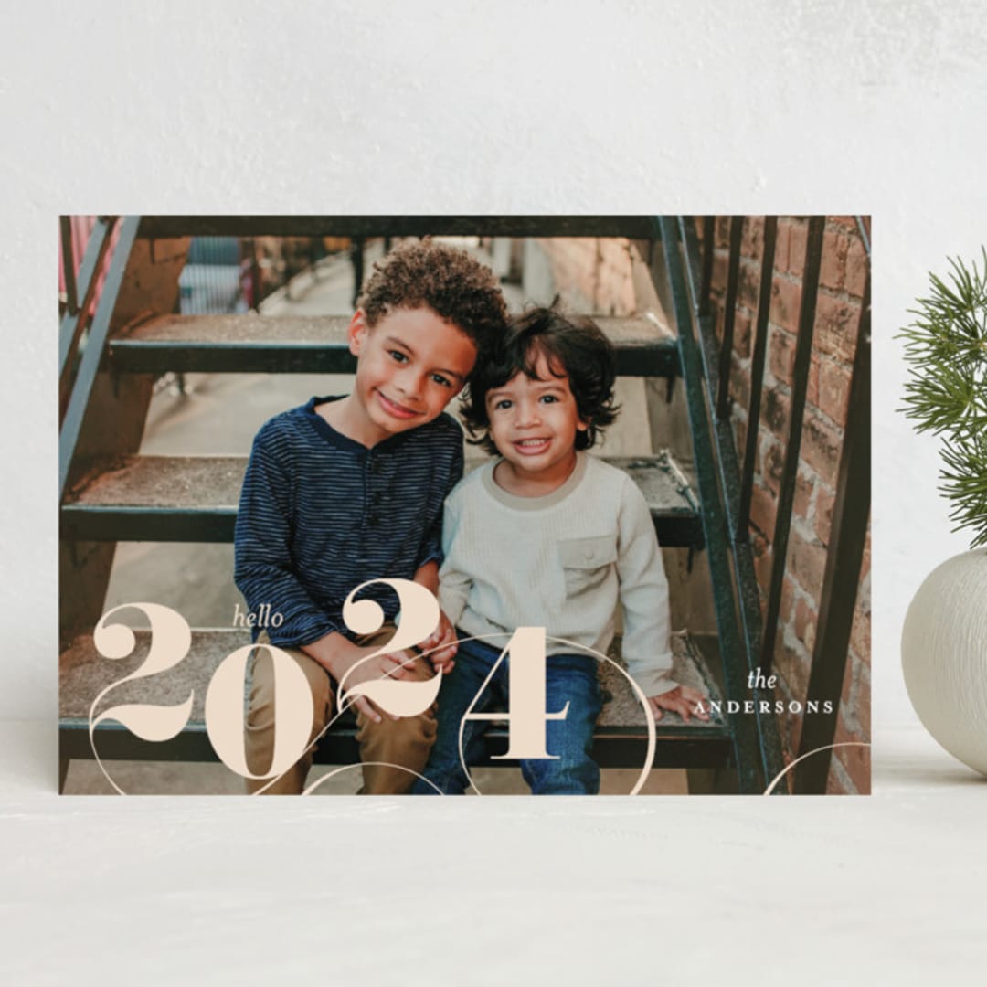 "Elegant Swirl" - Holiday Cards in Sand by Elan Studio - Front