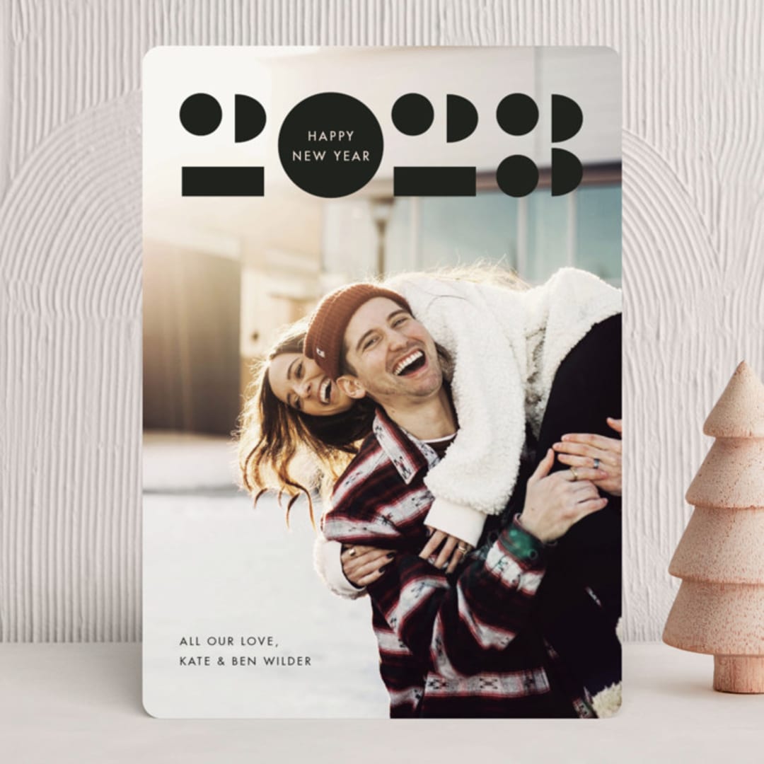 "Graphique" - Holiday Cards in Coal by Annie Clark - Front