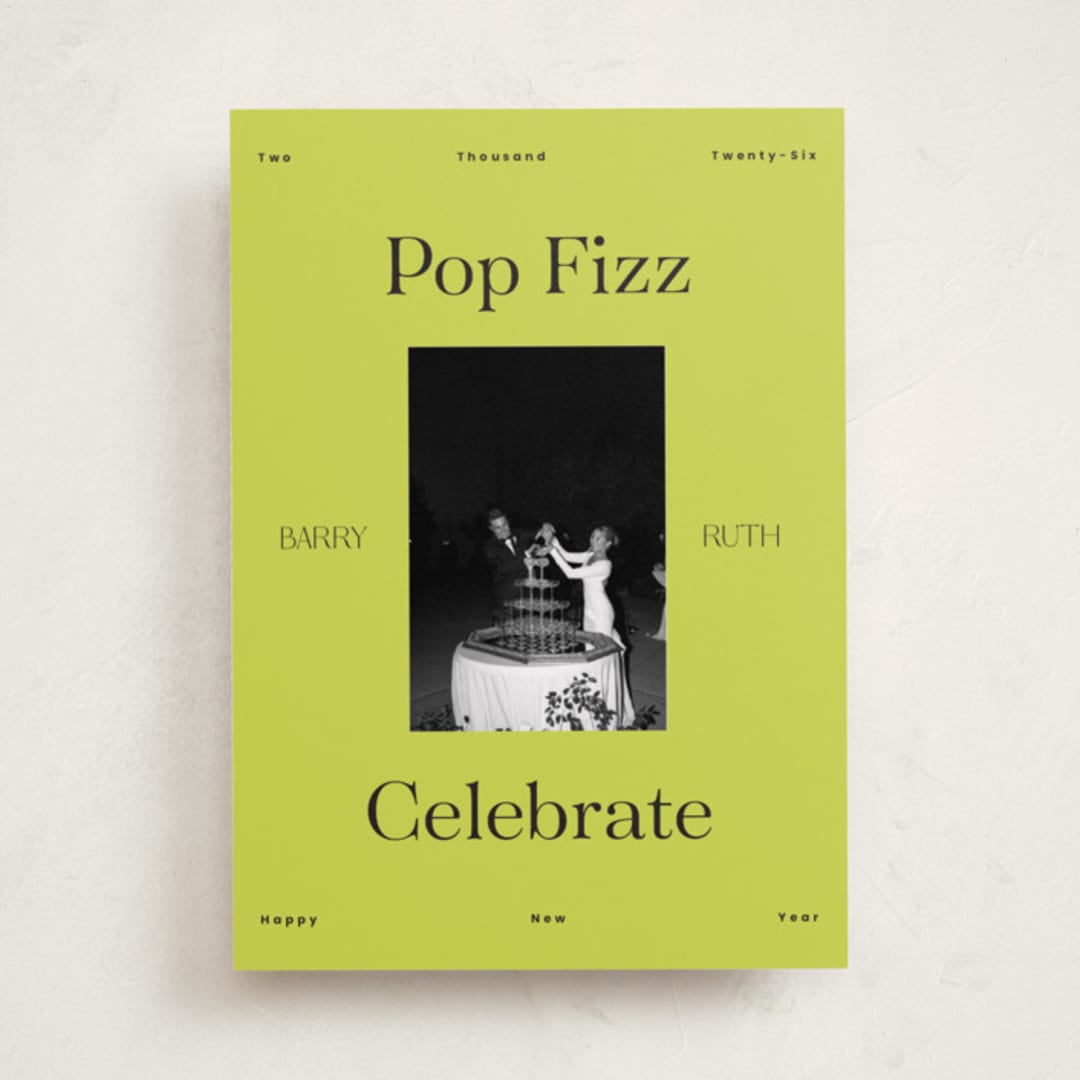 "Neon" - Holiday Cards in Lime by Rachel Cassel - Front