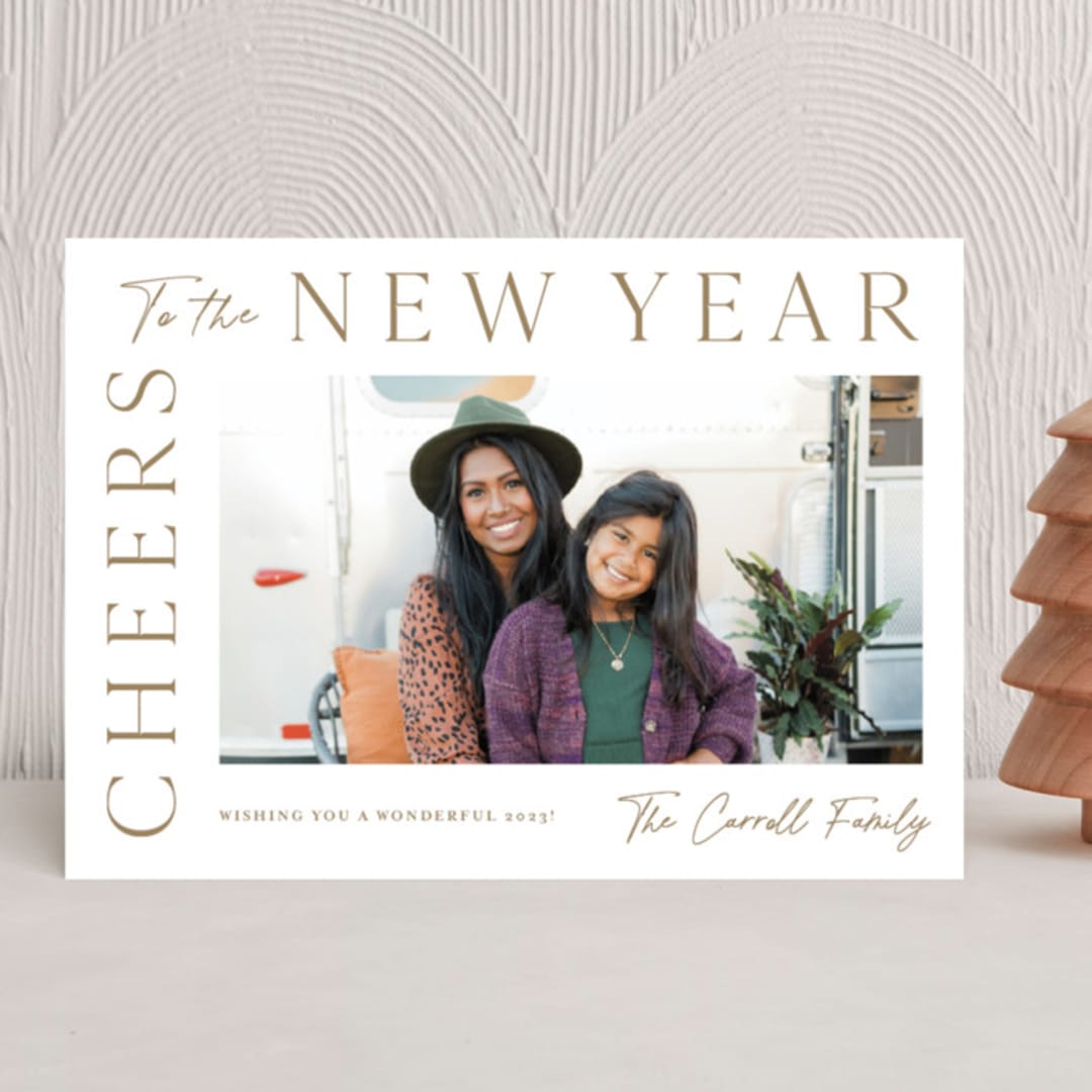 "New Years Wrap" - Holiday Cards in Wheat by Kristen Smith - Front