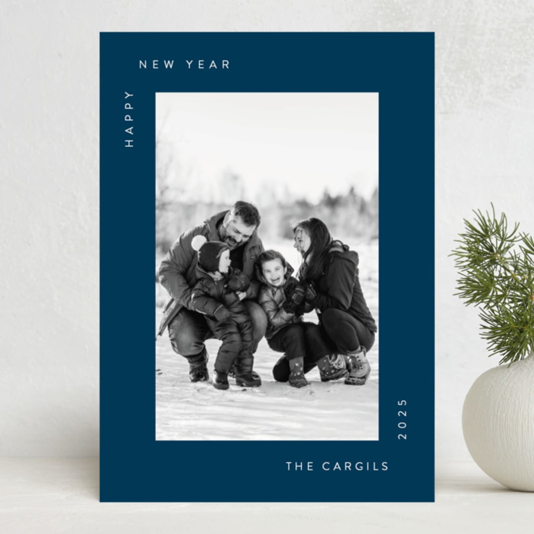 "Simply Modern" - Holiday Cards in Navy by Angela Thompson - Front