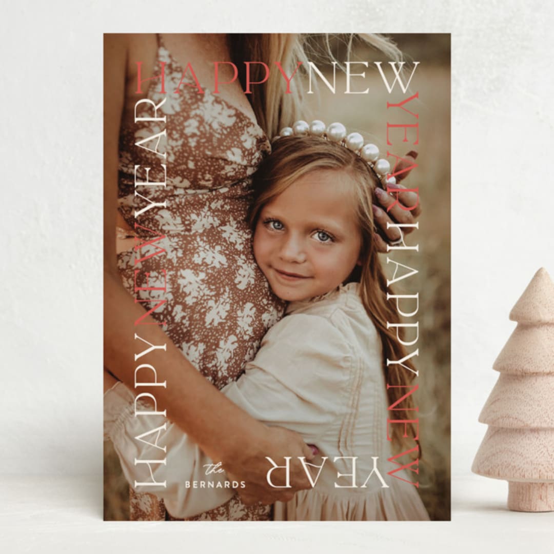 "New Year View" - Holiday Cards in Melon by Carrie ONeal - Front