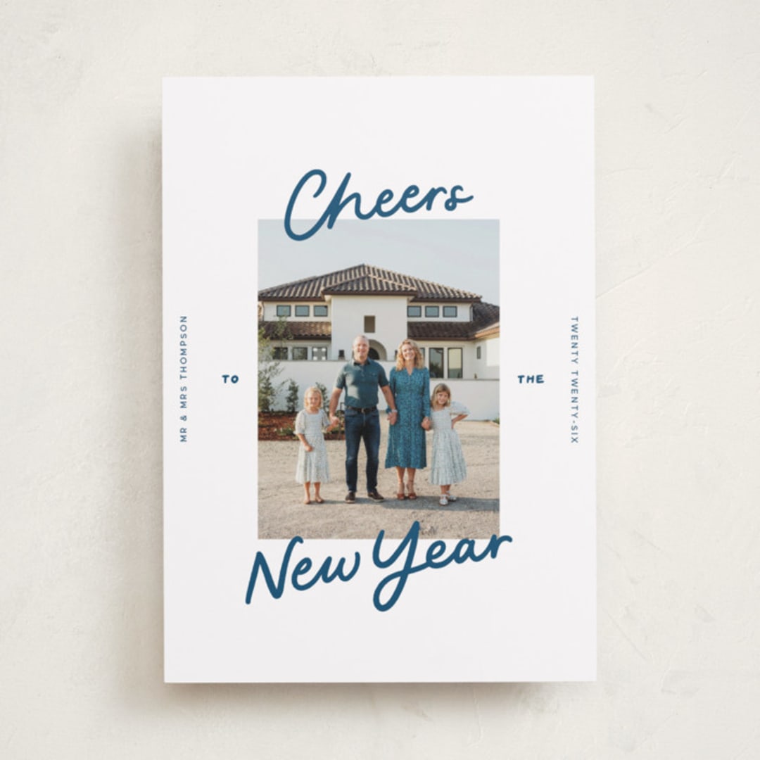 "A Simple Cheers" - Holiday Cards in Blue Jeans by Abbigail Lim - Front
