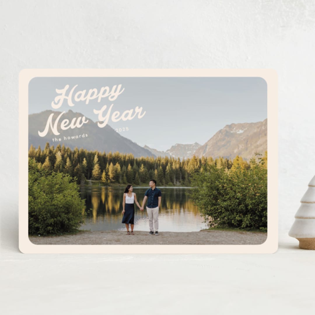 "Vintage Postcard" - Holiday Cards in Buttercream by Morgan Kendall - Front