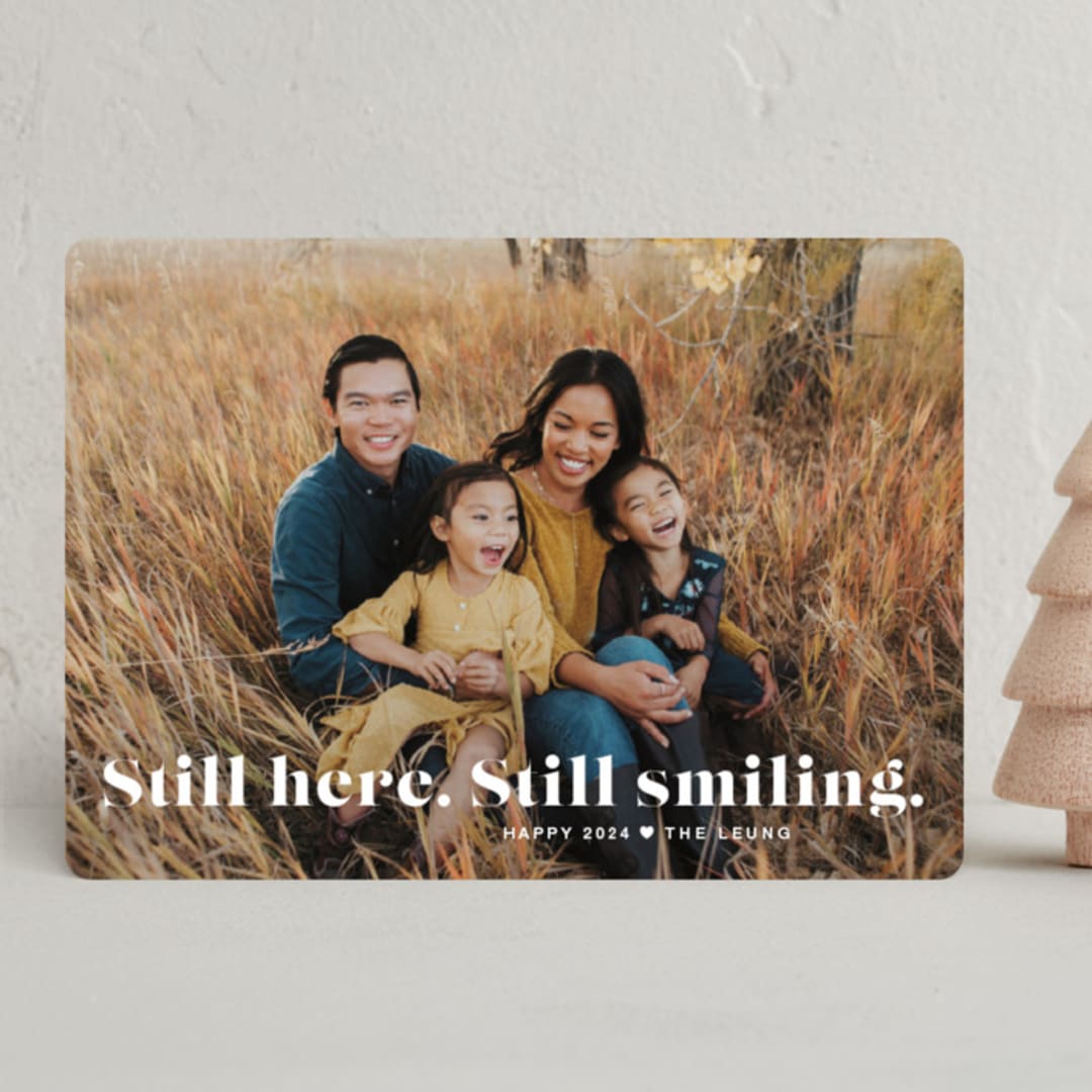 "Still Smiling" - Holiday Cards in Snow by Kimberly Morgan - Front