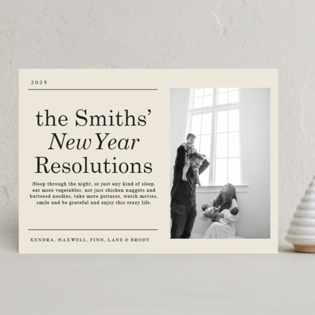 "Resolutions" - Holiday Cards in Champagne by Baumbirdy - Front