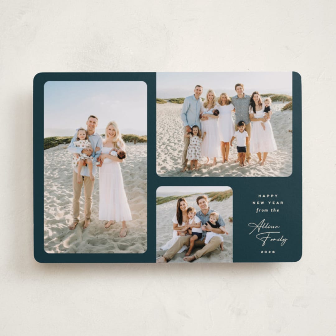 "Triple Threat" - Holiday Cards in Marine by Kamala Nahas - Front