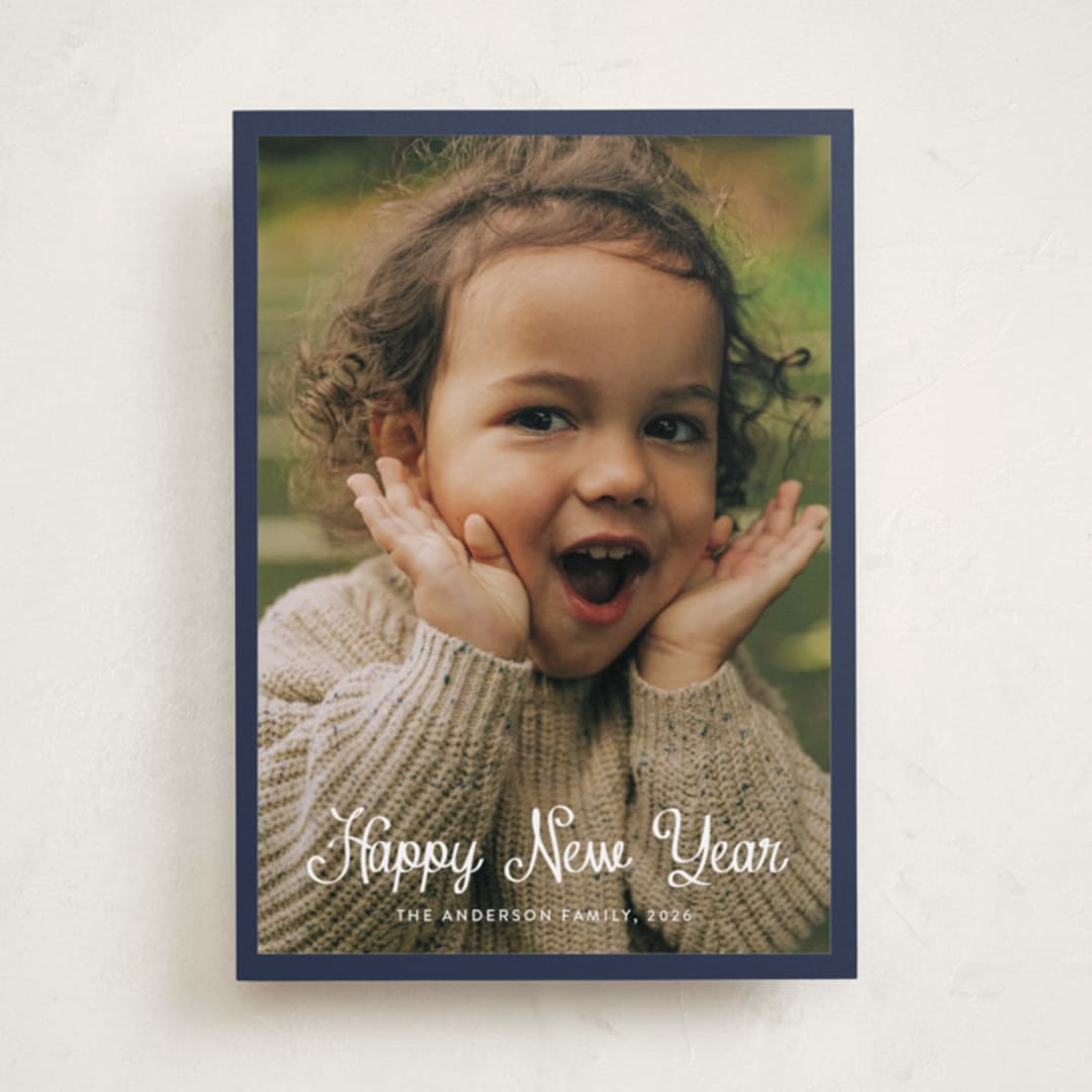 "cursive bottom" - Holiday Cards in Denim by Cass Loh - Front