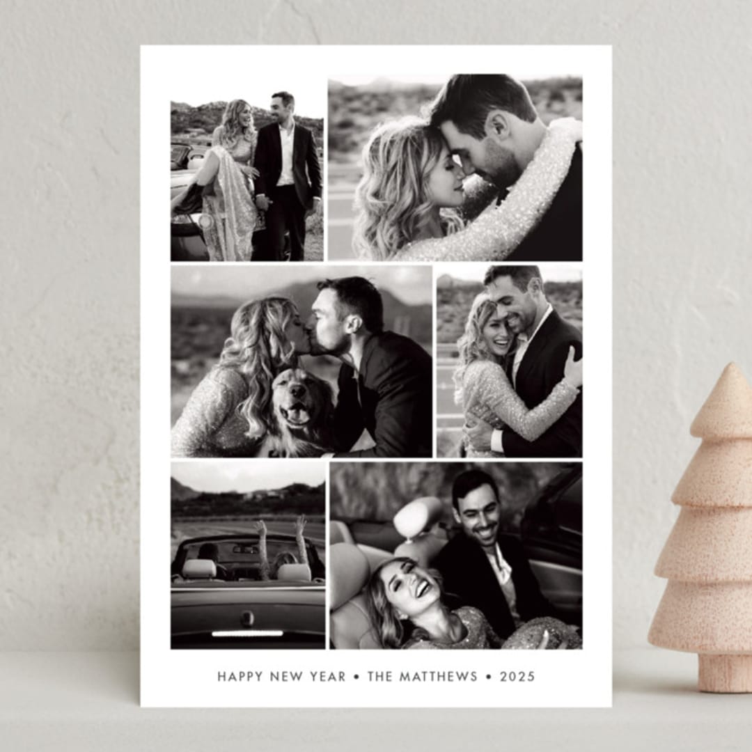 "Minimal Collage" - Holiday Cards in Cotton by Stacey Meacham - Front