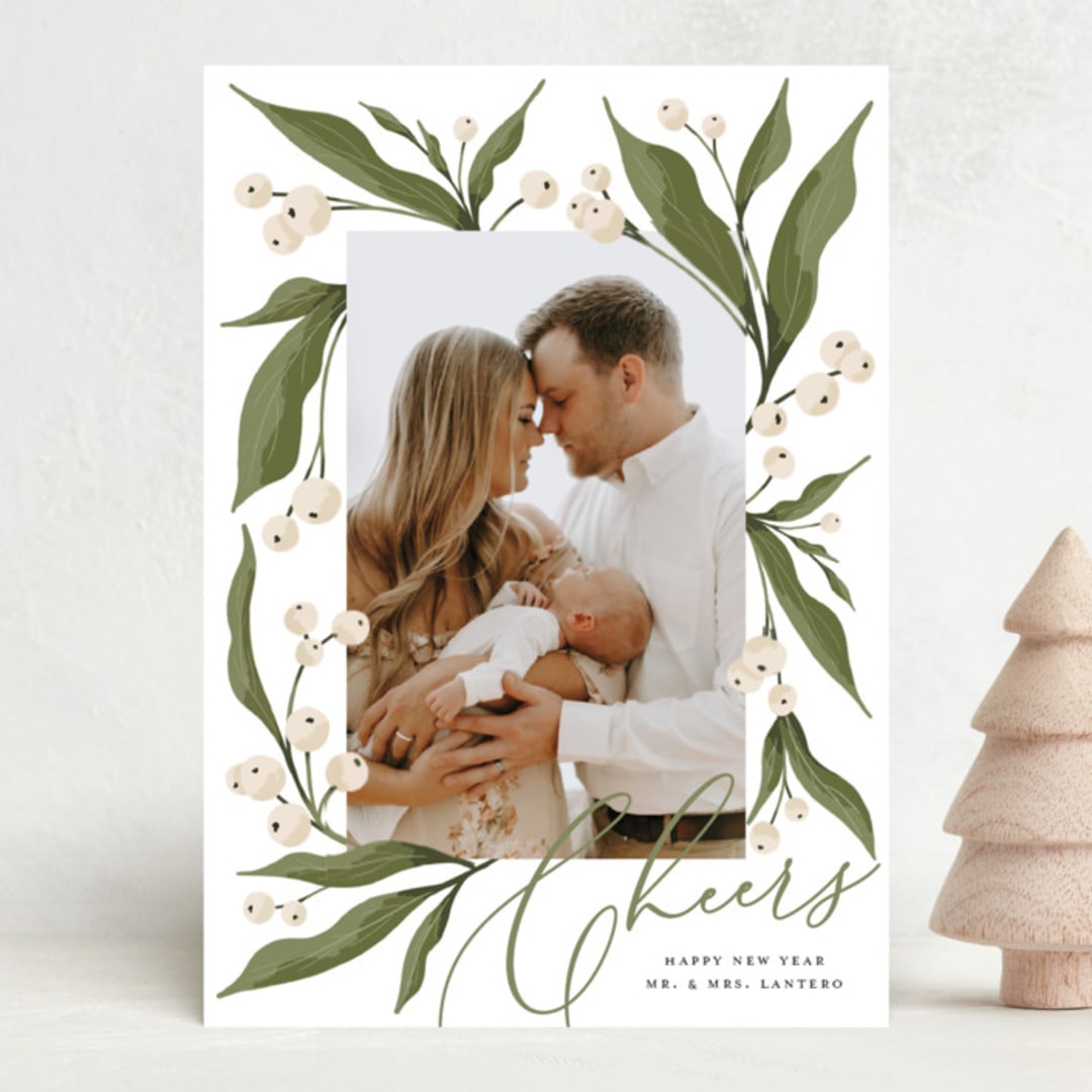 "Gui du Nouvel An" - Holiday Cards in Ivory by Erin Deegan - Front