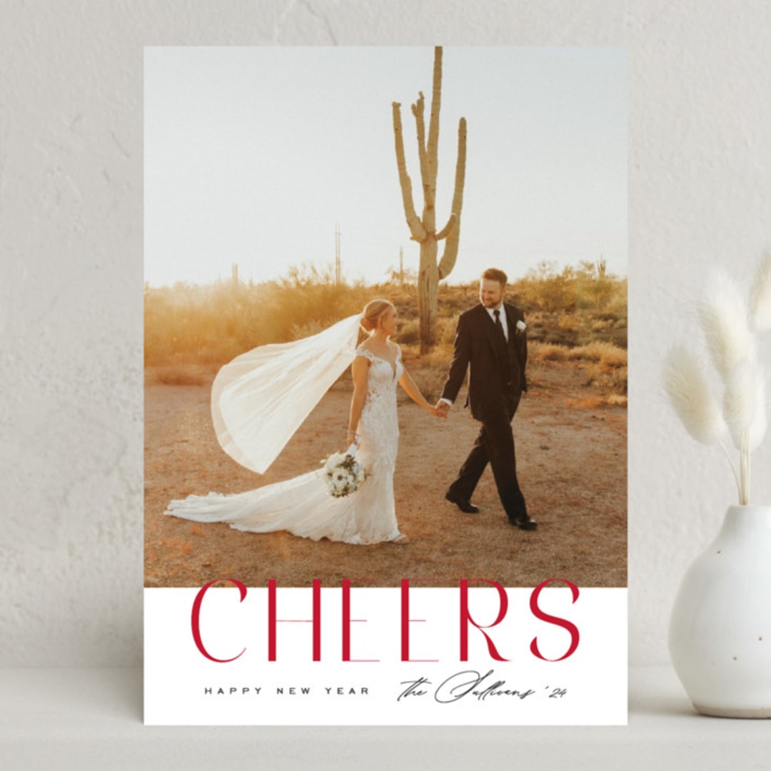 "Modern Cheer" - Holiday Cards in Poinsettia by Ana Sharpe - Front