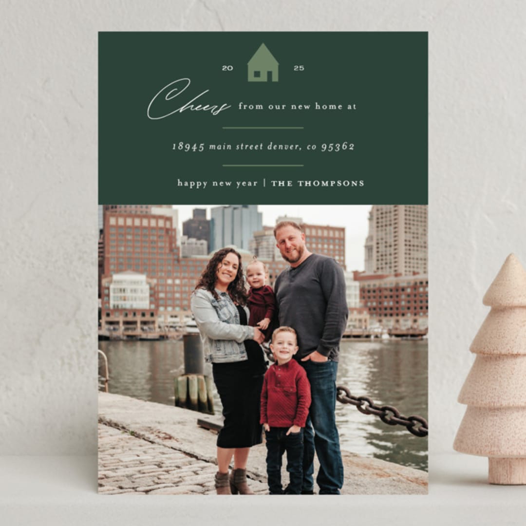 "New Year House" - Holiday Cards in Pine Tree by Ashlee Townsend - Front