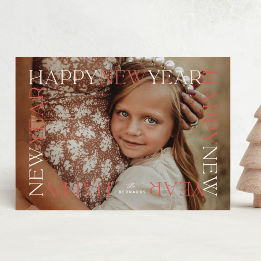 "New Year View" - Holiday Cards in Melon by Carrie ONeal - Front