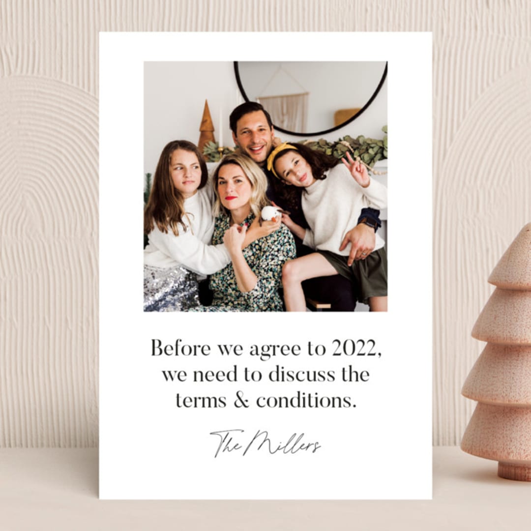 "Terms & Conditions" - Holiday Cards in Snow by Hudson meet Rose - Front
