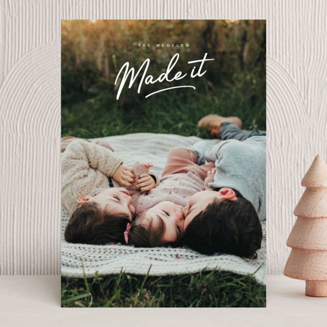 "Made it" - Holiday Cards in Cloud by Sara Hicks Malone - Front
