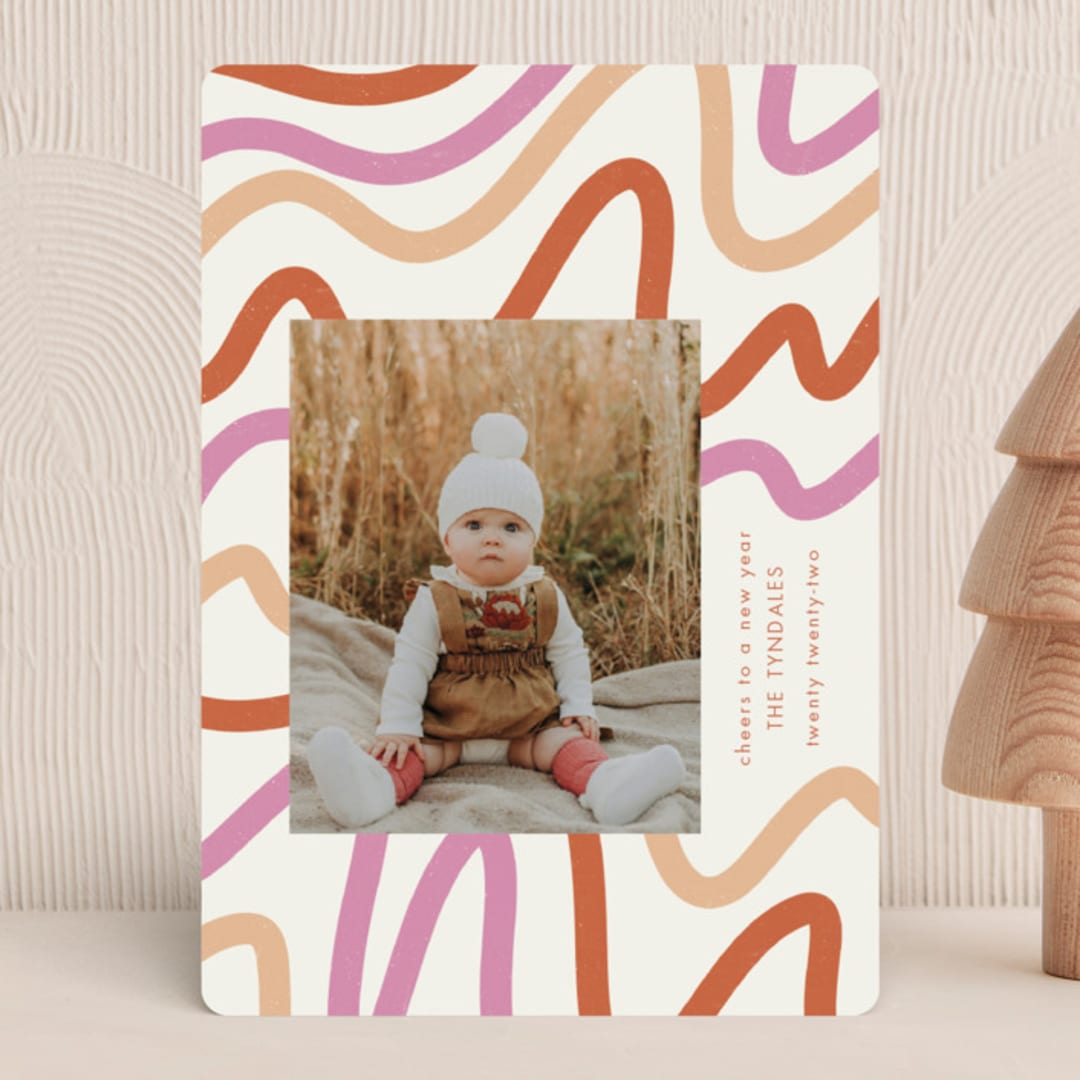 "Squiggles" - Holiday Cards in Cranberry by Jen Owens - Front