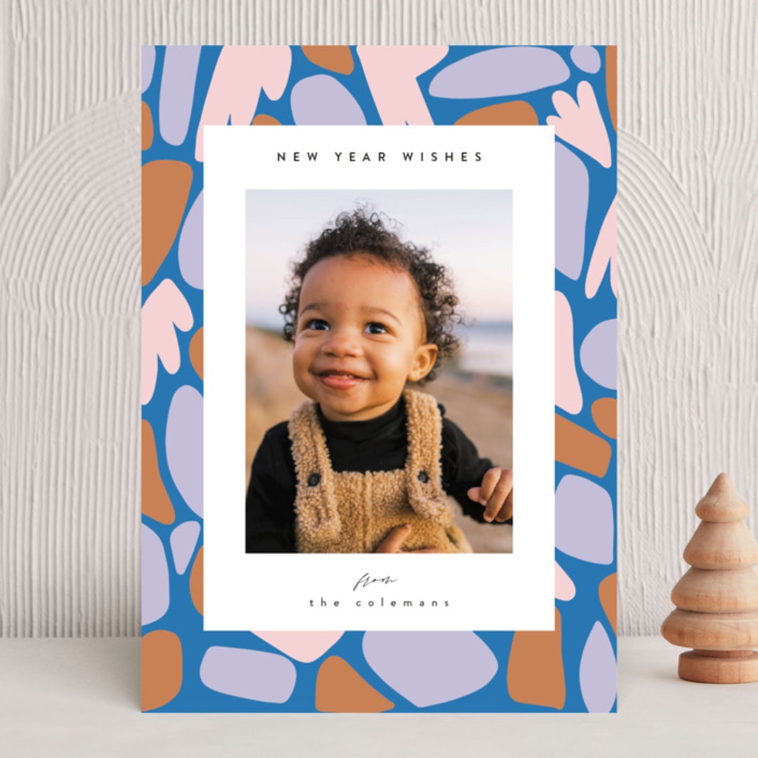 "Pebbled" - Holiday Cards in Twilight by Corinne Malesic - Front