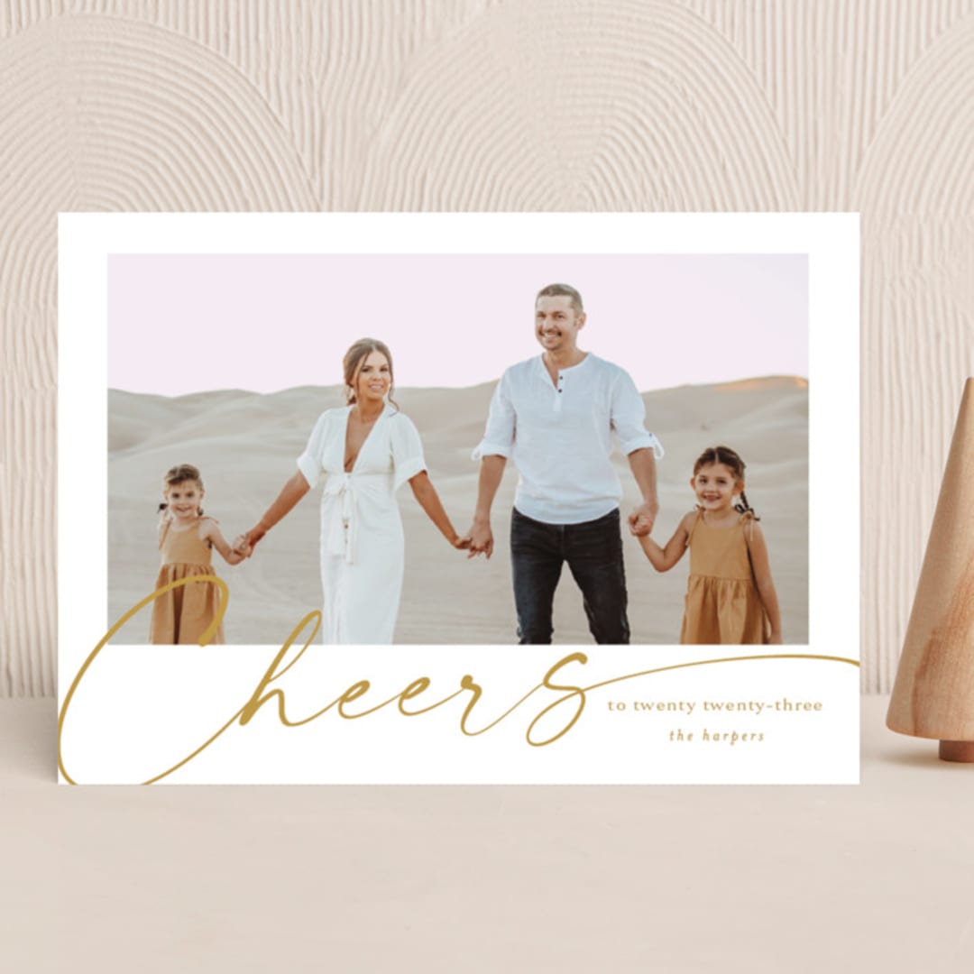 "yearly cheers" - Holiday Cards in Golden by Kasia Labocki - Front