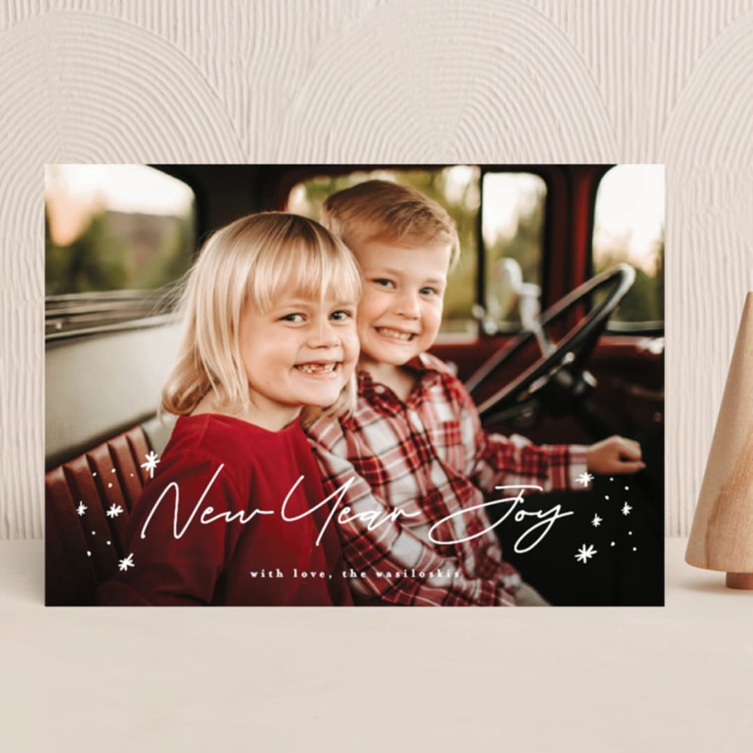 "New year Joy" - Holiday Cards in Starlight by Leah Ragain - Front