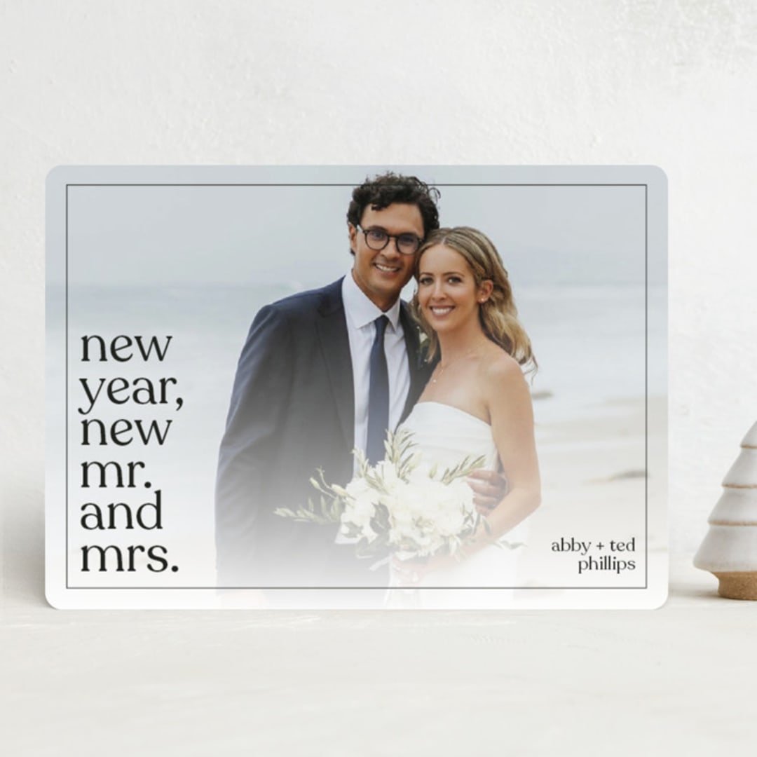 "New Mr. and Mrs." - Holiday Cards in Ebony by Andrea Cernin - Front
