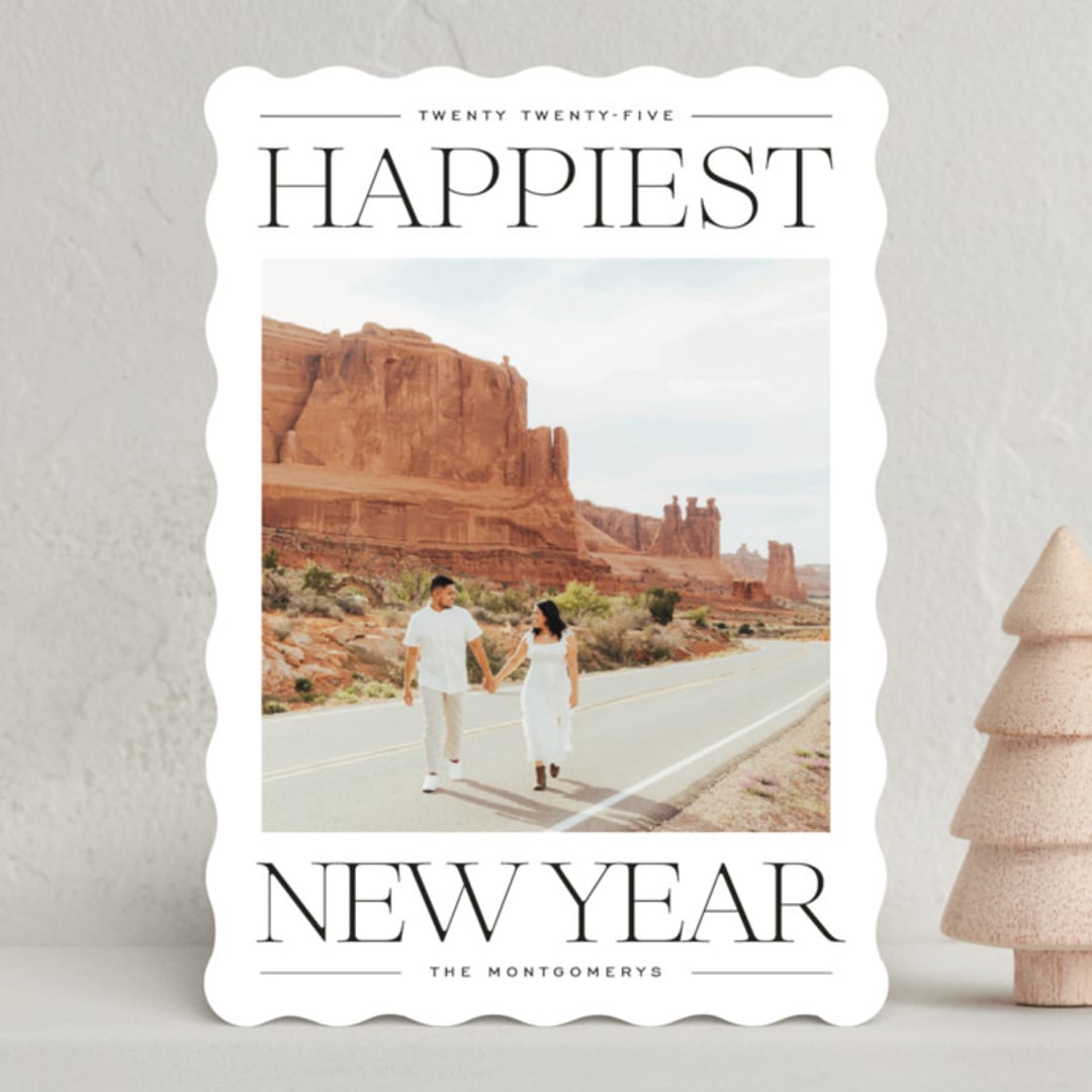 "Modern Editorial" - Holiday Cards in Licorice by Ekko Studio - Front
