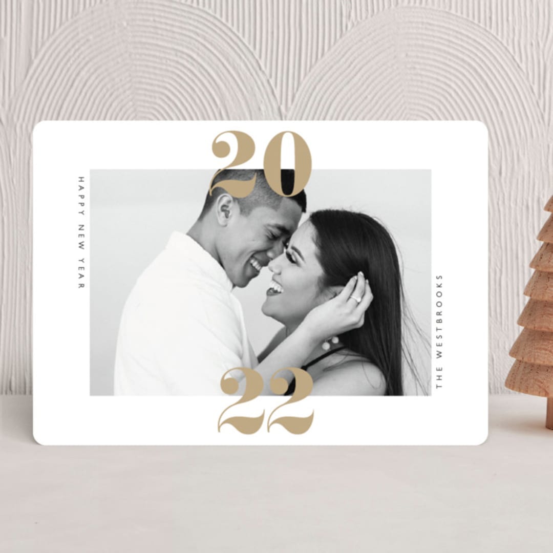 "twenty-twenty-one" - Holiday Cards in Brushed Brass by Erin Deegan - Front