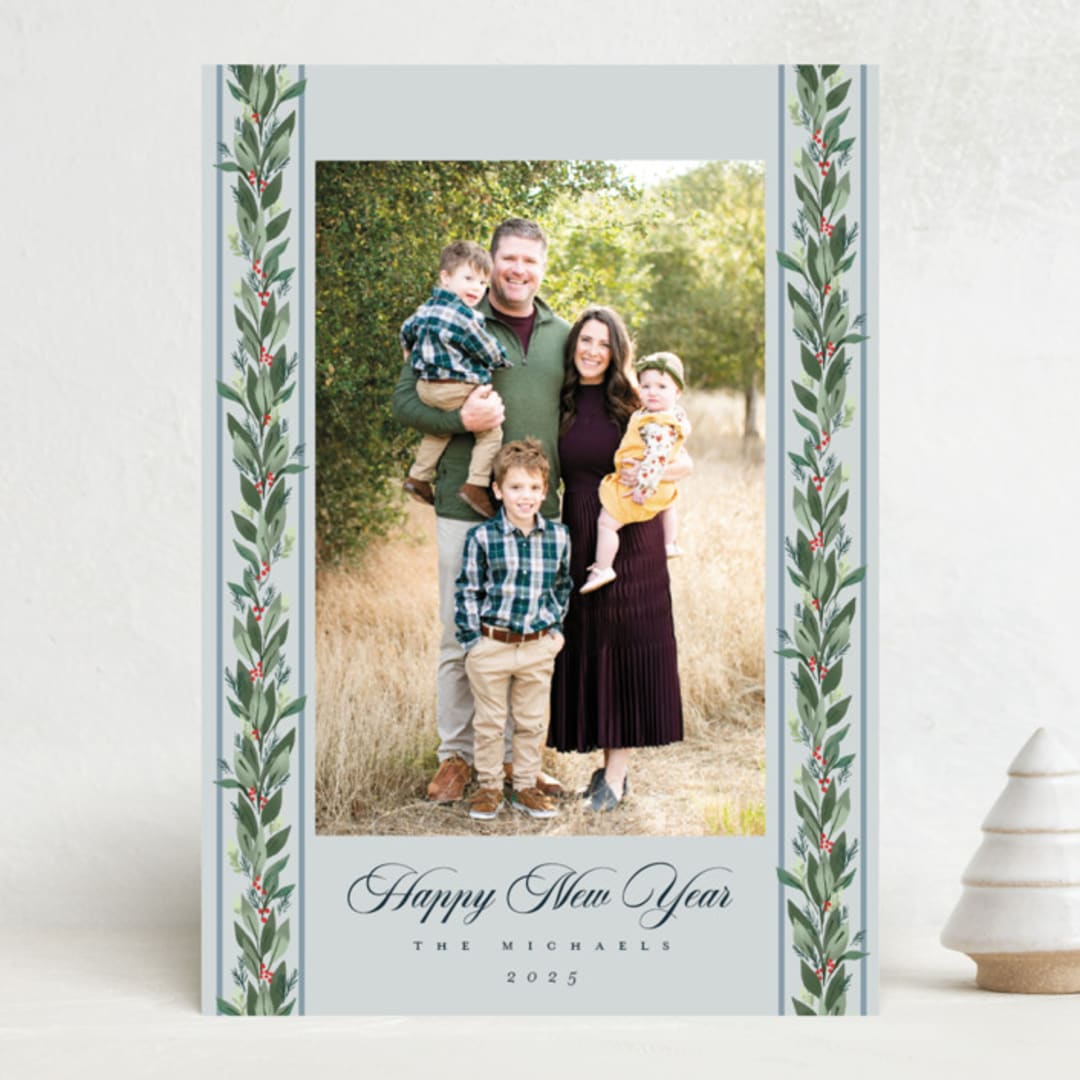 "evergreen garlands" - Holiday Cards in Winter Sky by Rebecca Durflinger - Front
