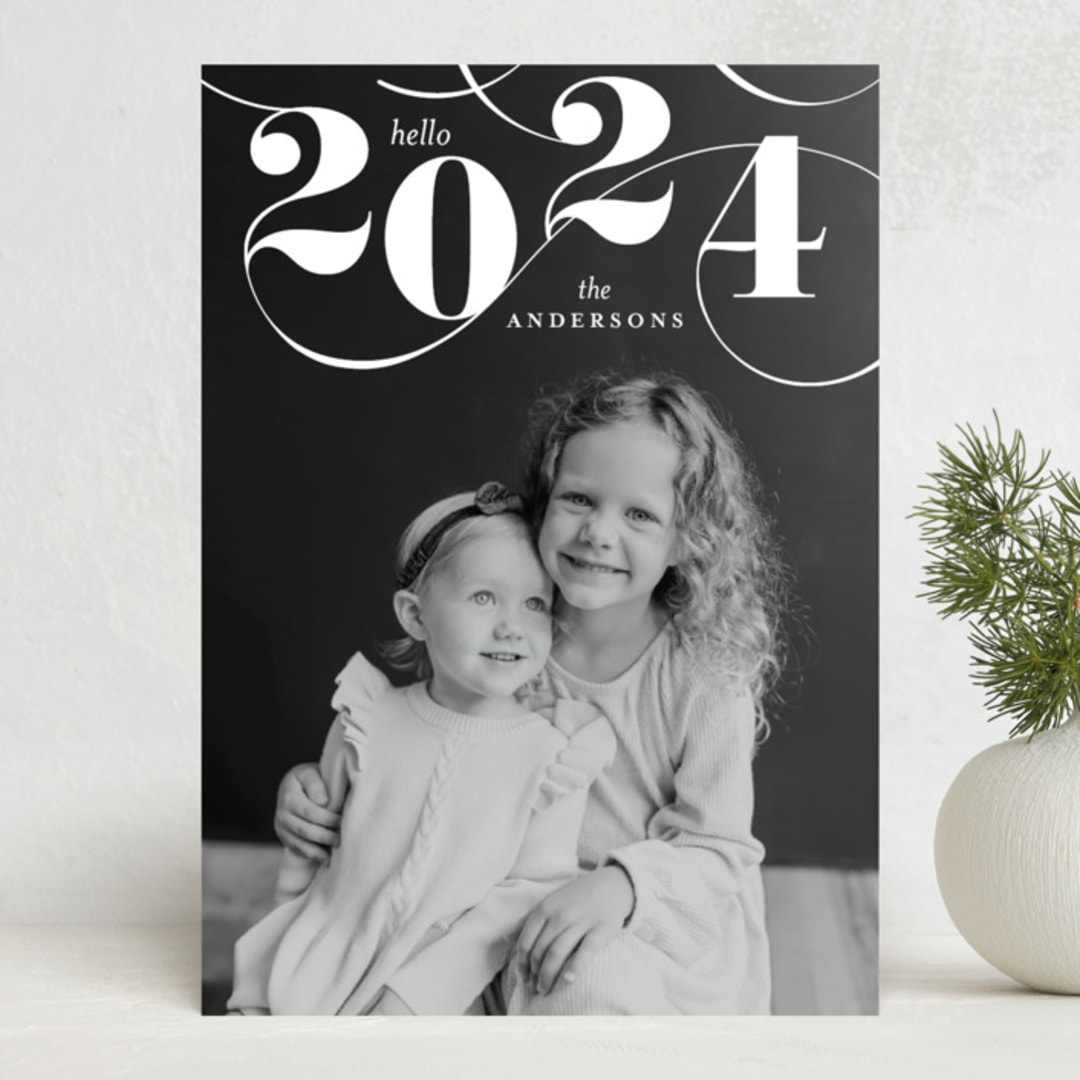 "Elegant Swirl" - Holiday Cards in Snow by Elan Studio - Front