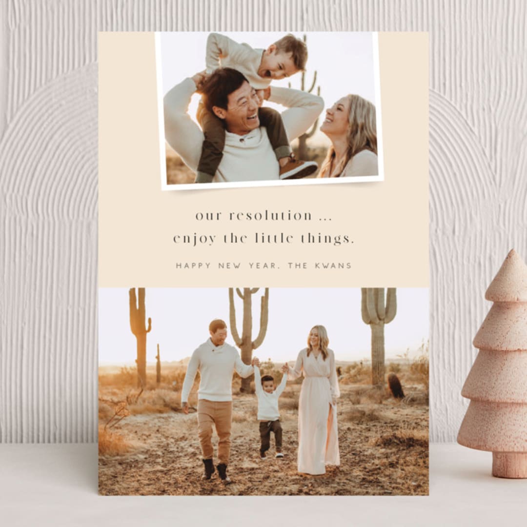 "Our Resolution" - Holiday Cards in Vanilla Cream by Keen Peachy - Front