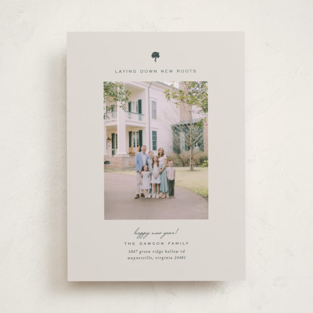 "New Year, New Roots" - Holiday Cards in Linen by Sierra Lee - Front