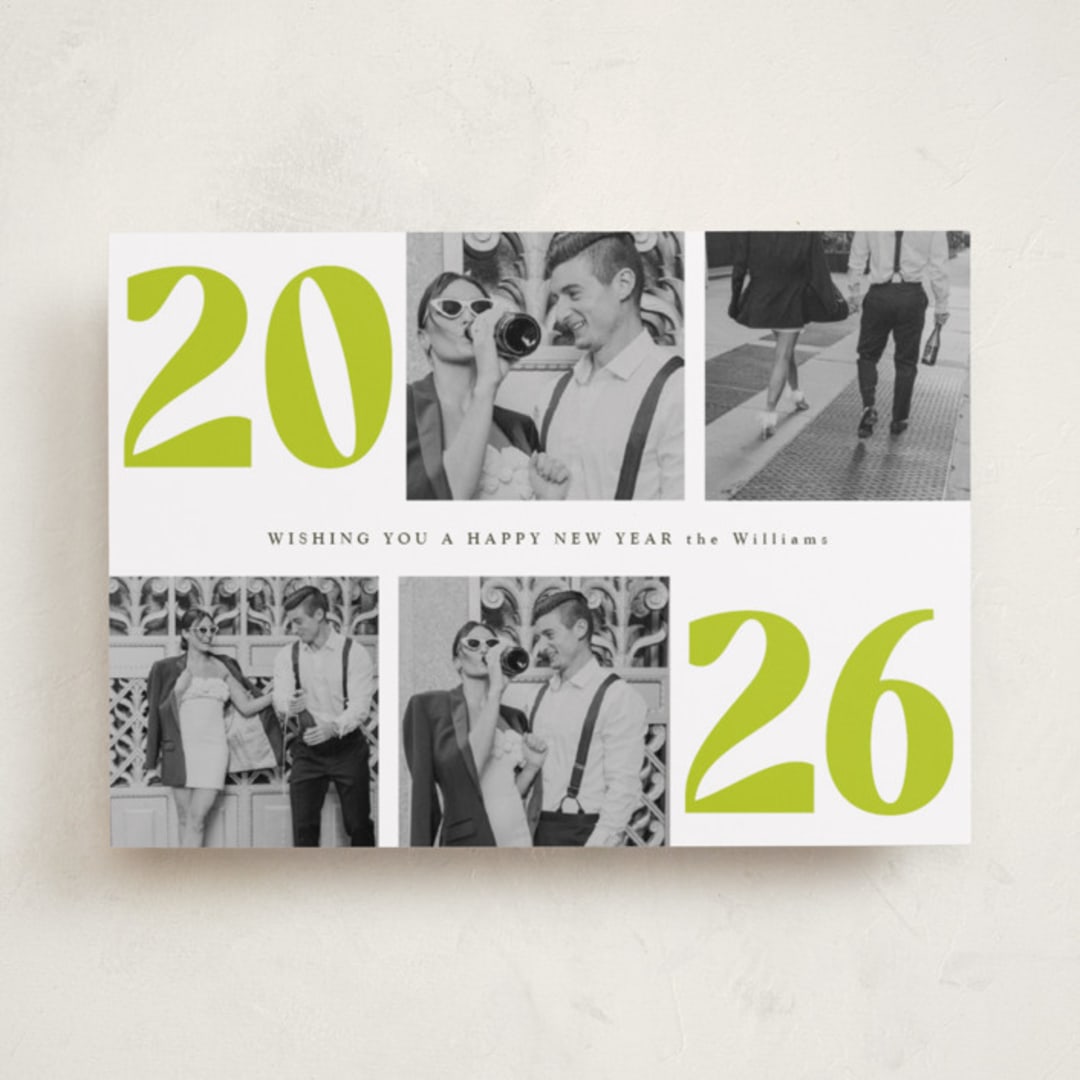 "Bold NewYear" - Holiday Cards in Lime by Baumbirdy - Front