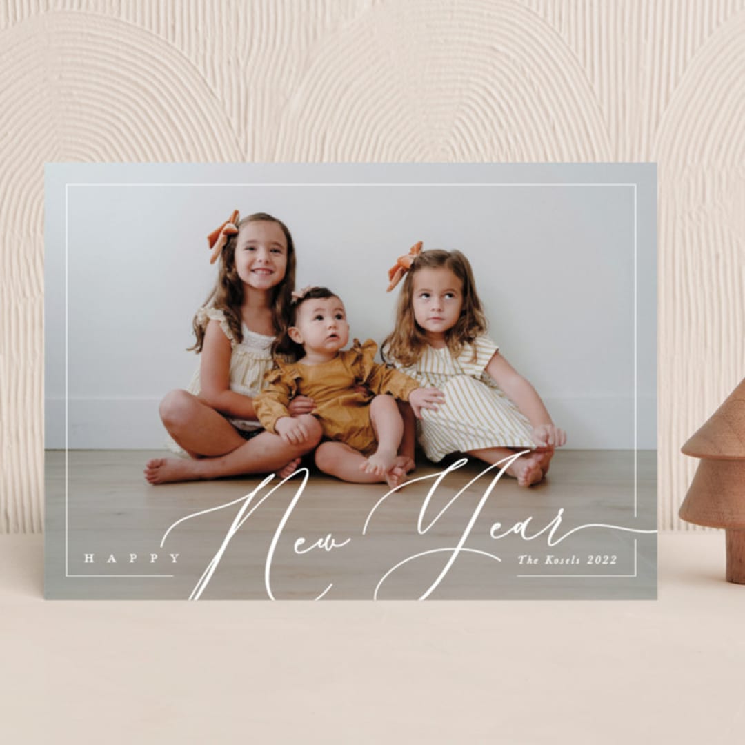 "Framed" - Holiday Cards in Linen by Jennifer Lew - Front