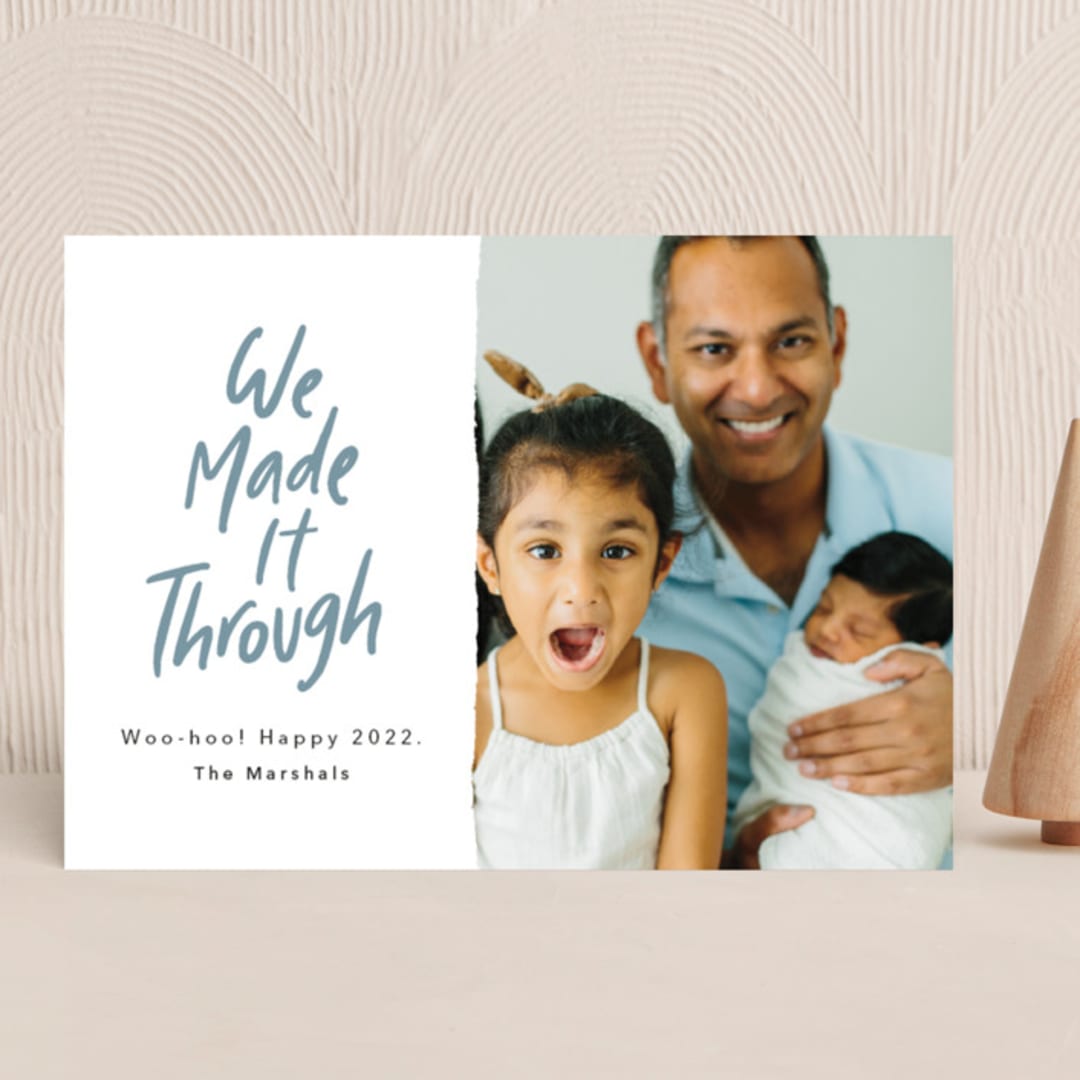 "We Made It!" - Holiday Cards in Moonstone by Kelsey Mucci - Front