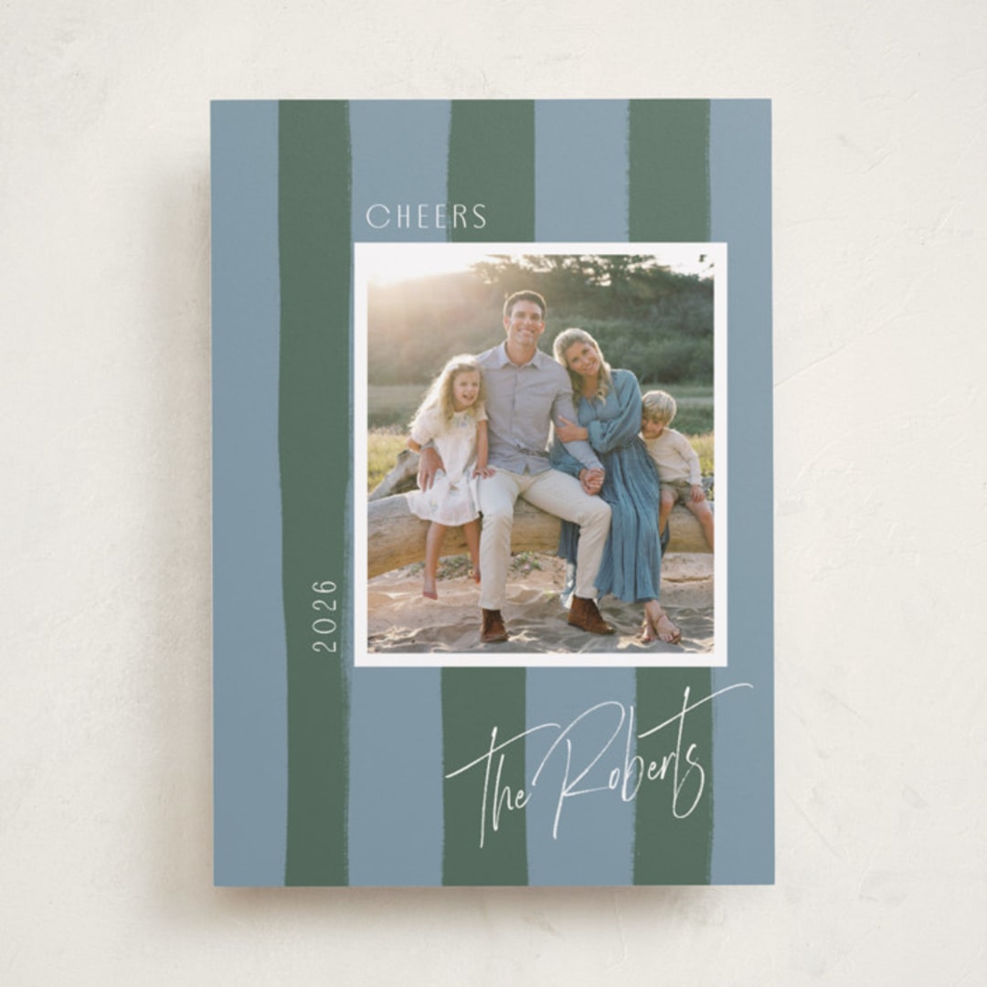 "Painted Stripes" - Holiday Cards in Juniper by Cindy Reynolds - Front