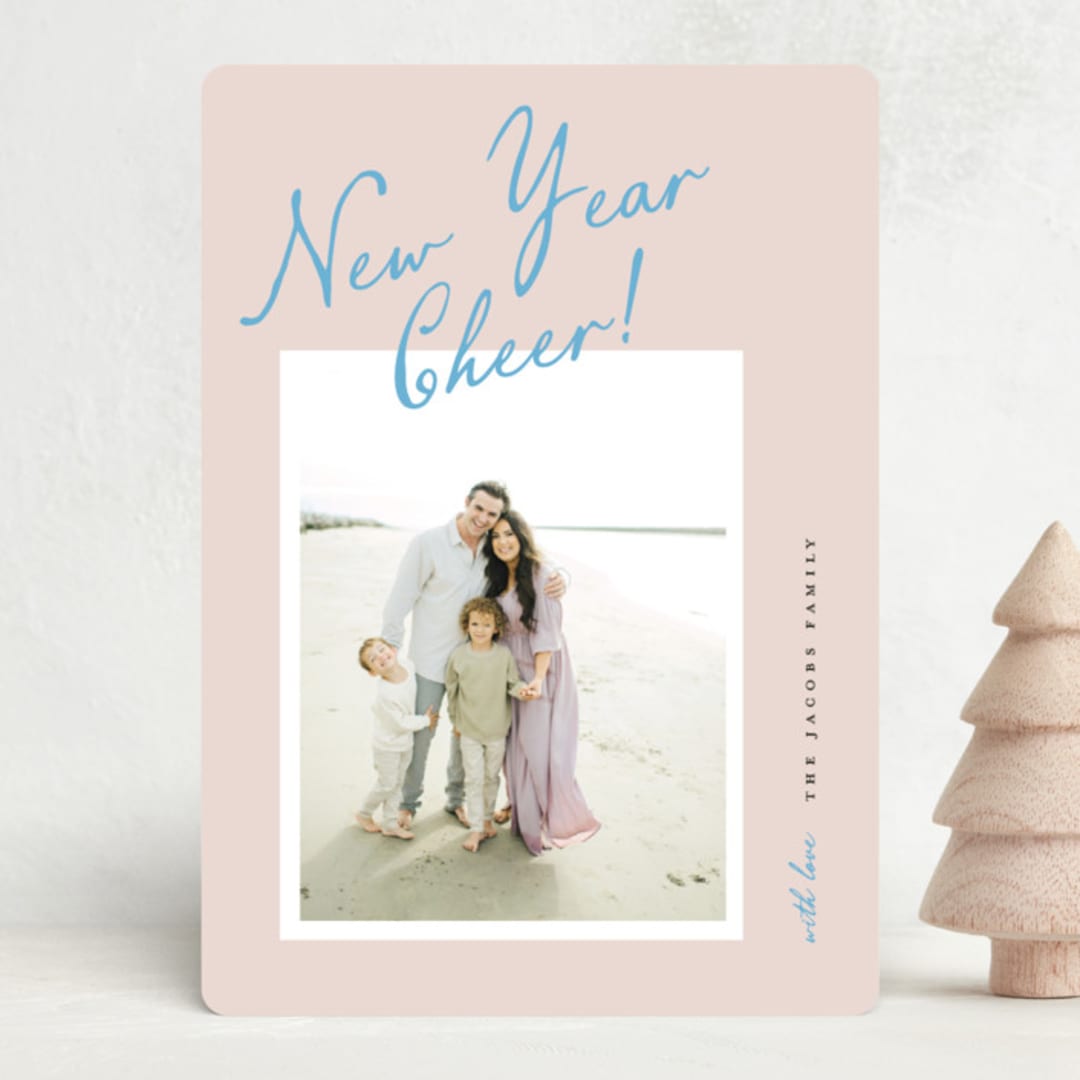 "Inscribed" - Holiday Cards in Cotton Candy by Pixel and Hank - Front