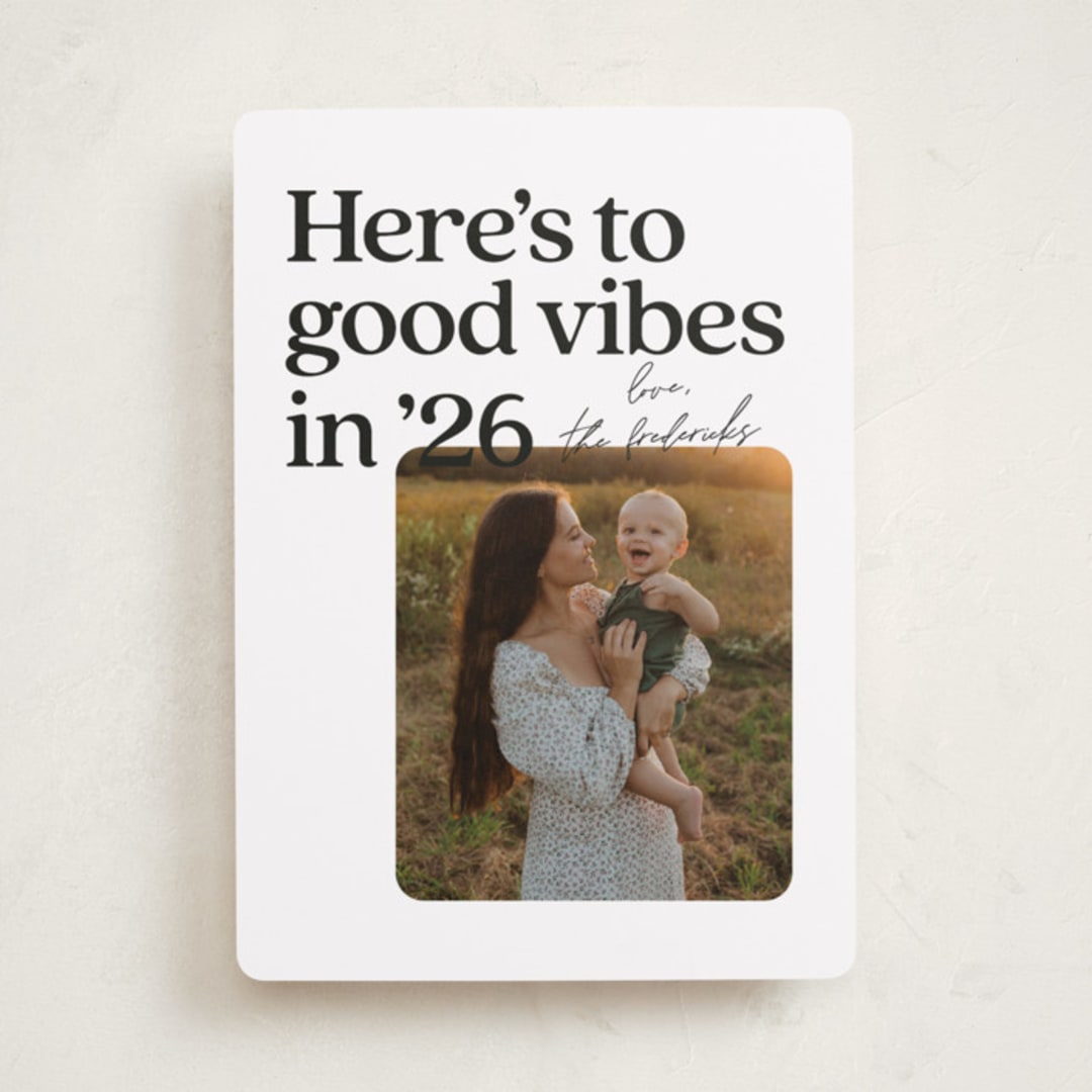 "Good vibes in 25" - Holiday Cards in Coal by Jackie Crawford - Front