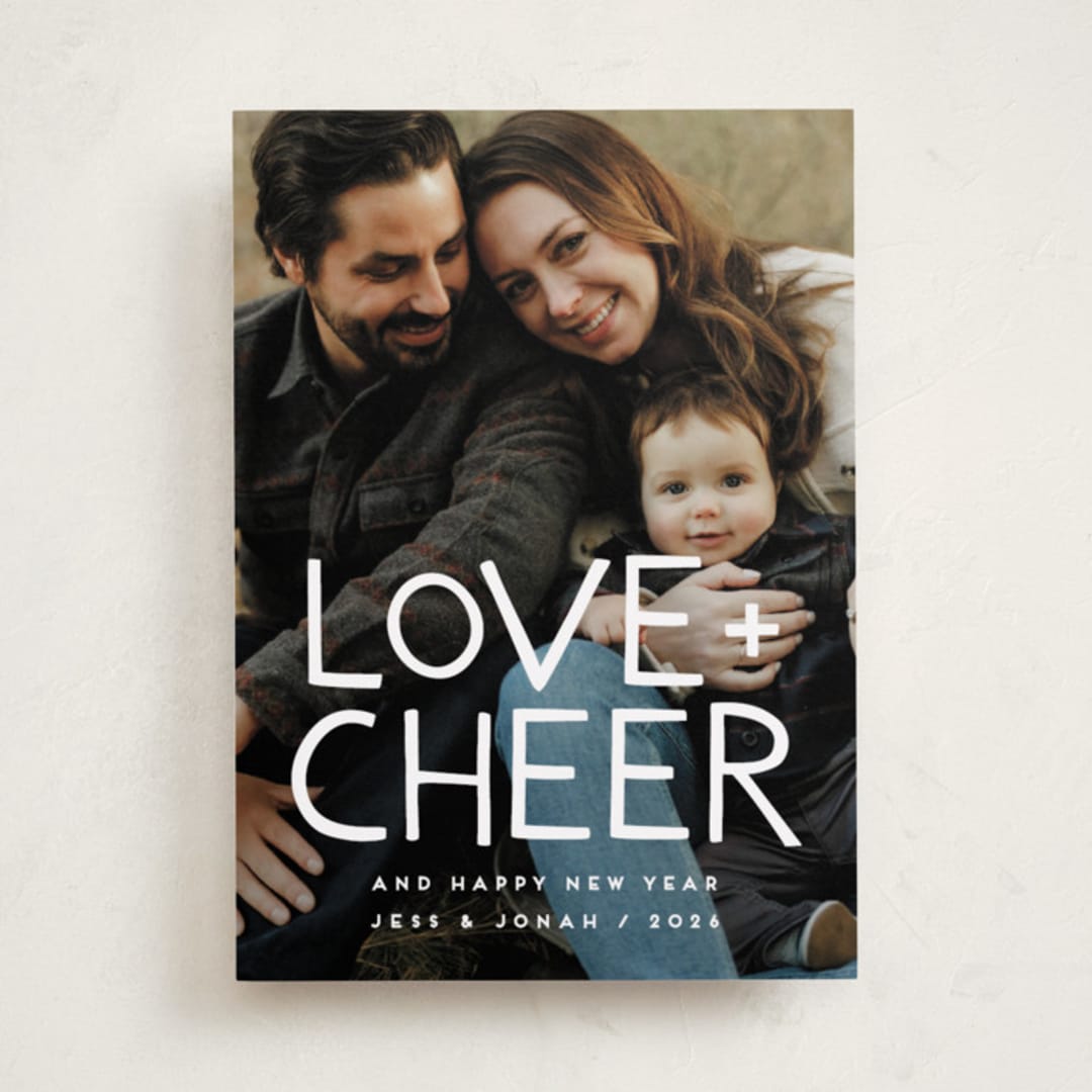 "Love & Cheer" - Holiday Cards in Snowflake by Snow and Ivy - Front