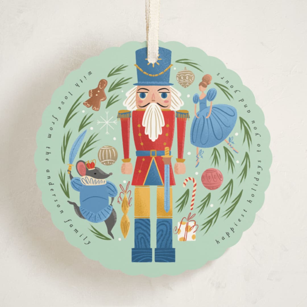 "Nutcracker Ornament" - Holiday Ornament Cards in Frost by Grae - Front