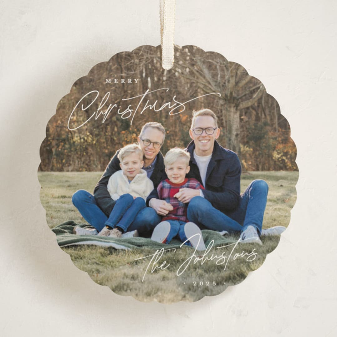 "Christmas Time is Here" - Holiday Ornament Cards in Winter Night by Design Lotus - Front