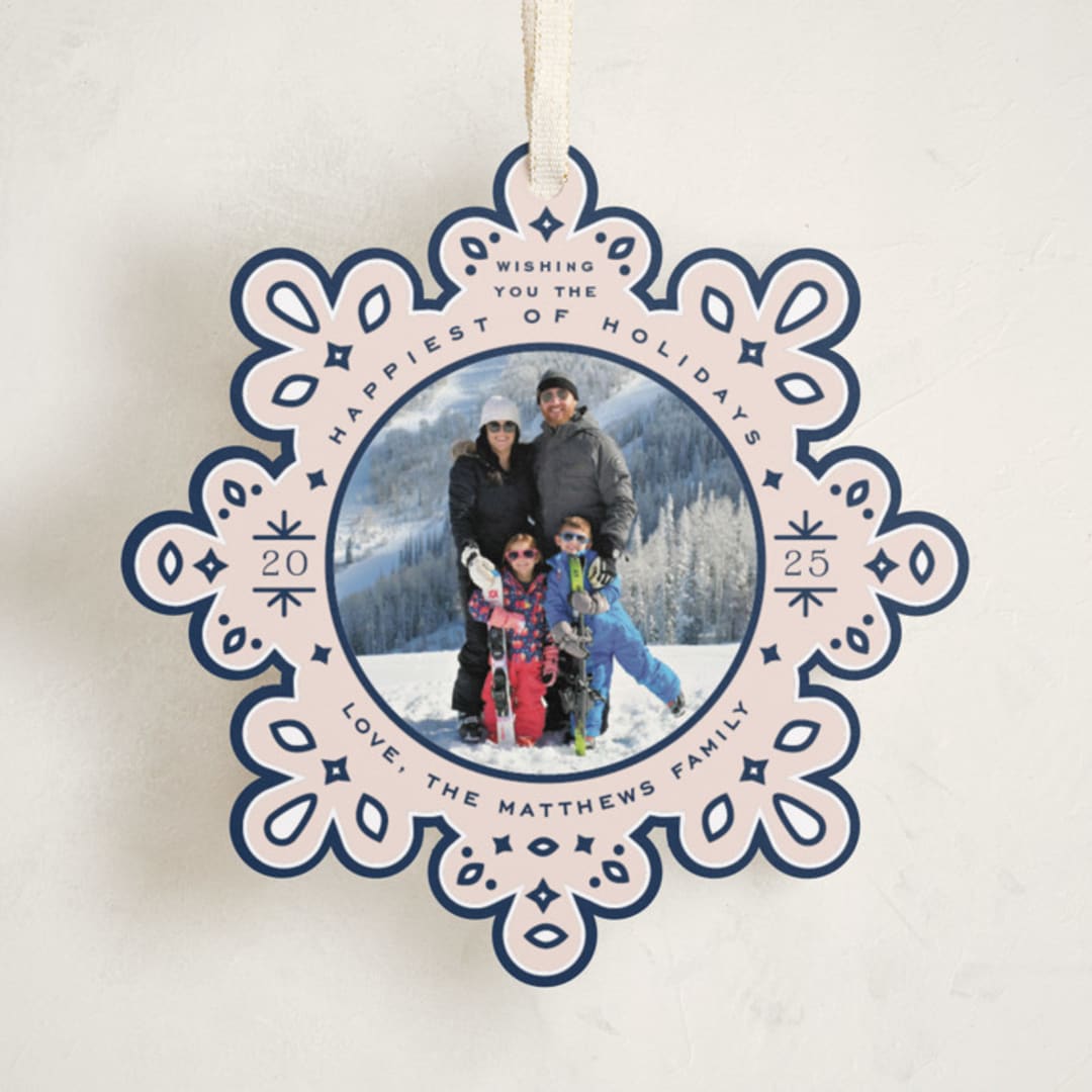 "Ornate" - Holiday Ornament Cards in Navy by Jennifer Lew - Front