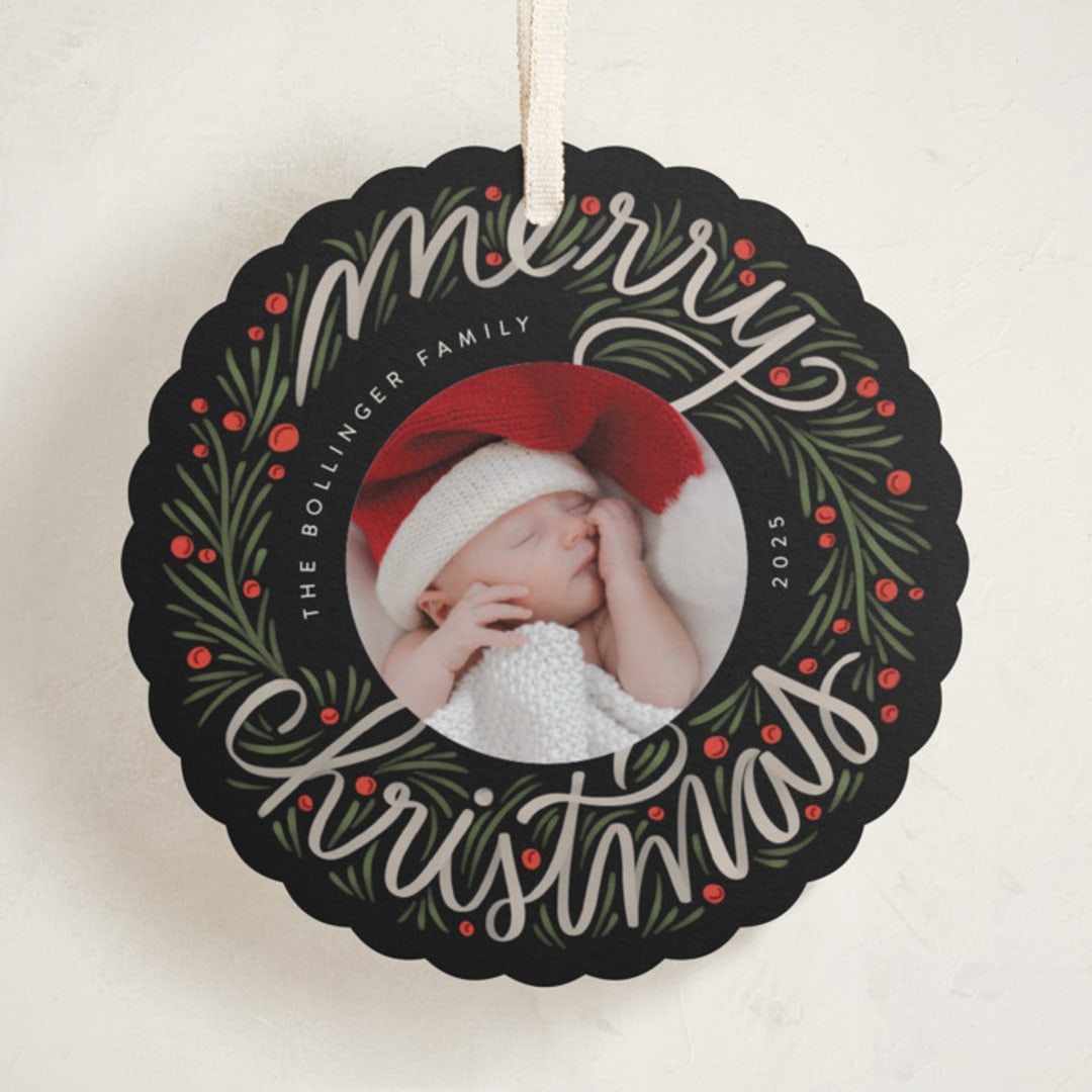 "Merry Round" - Holiday Ornament Cards in Holly by Jen Owens - Front