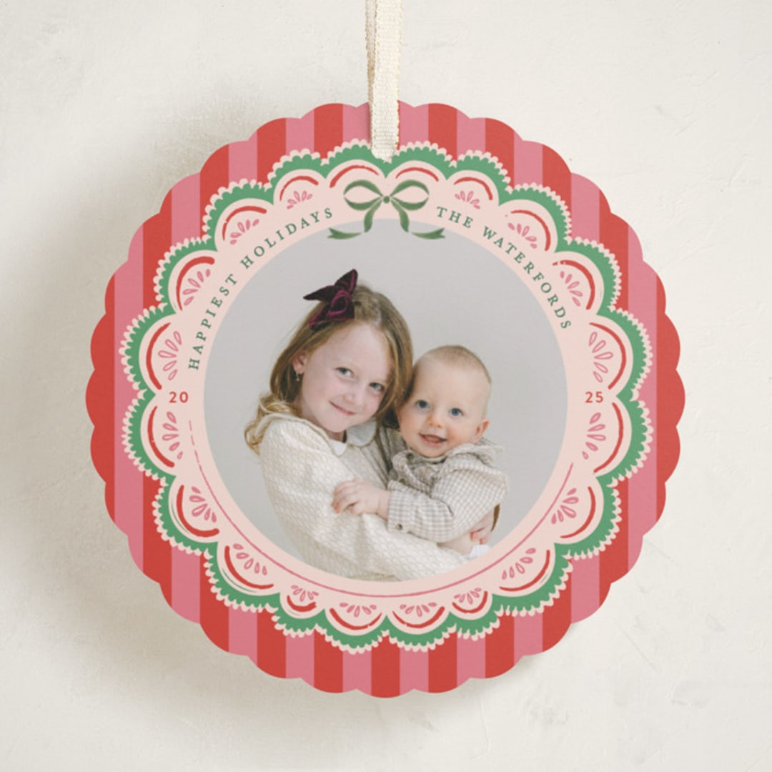 "Festive Folk" - Holiday Ornament Cards in Peppermint by Mansi Verma - Front