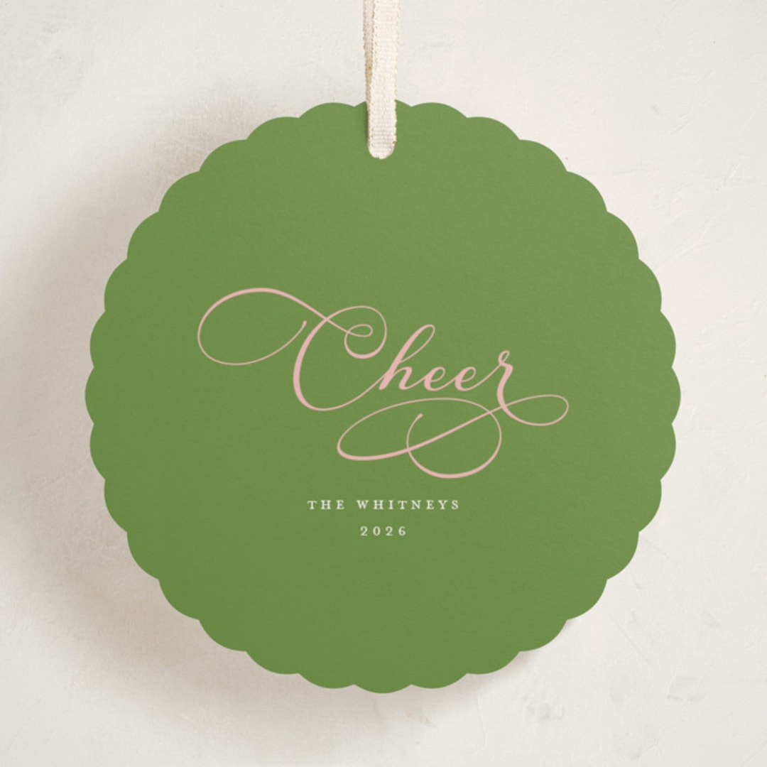 "Joy Cloud" - Holiday Ornament Cards in Pistachio by Erika Firm - Front