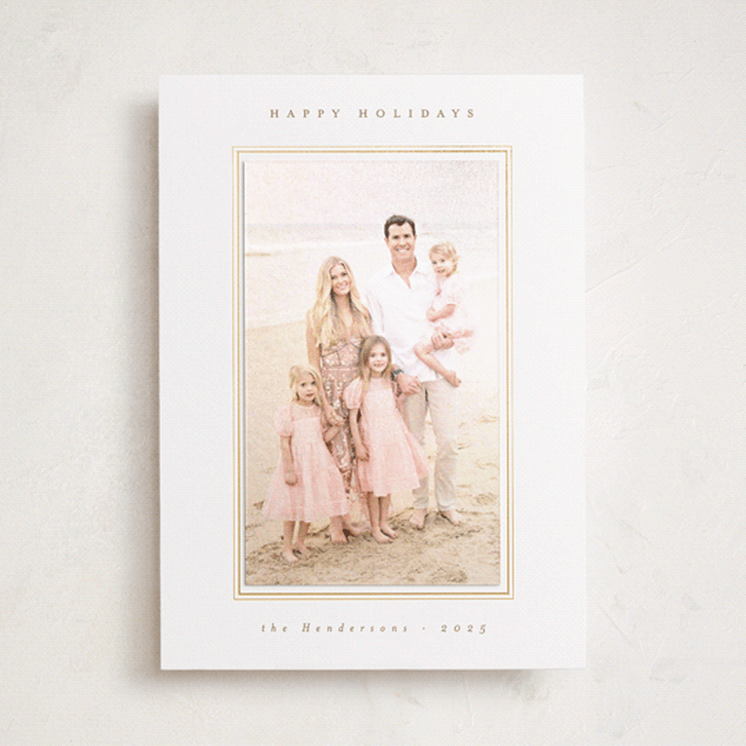 "modern minimalist" - Foil-Pressed Holiday Photo Mount Cards in Starlight by Christy Hy Lee - Front