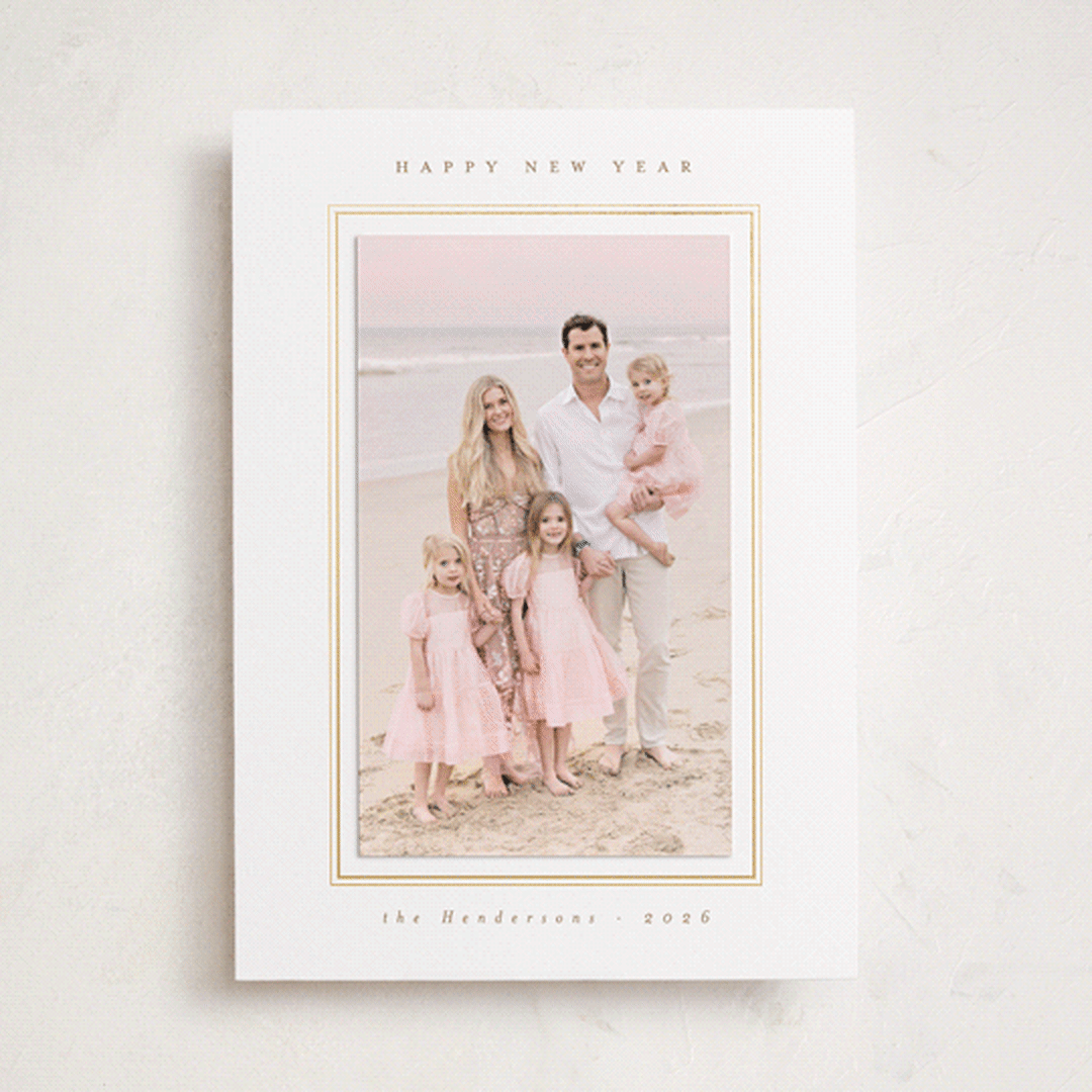 "modern minimalist" - Foil-Pressed Holiday Photo Mount Cards in Starlight by Christy Hy Lee - Front