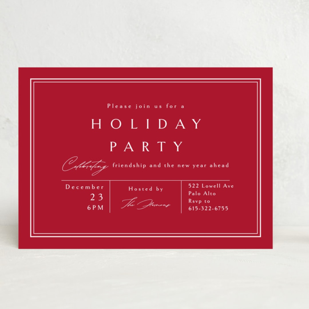 "Hampton Frame" - Party Invitations in Poinsettia by Amy Kross - Front