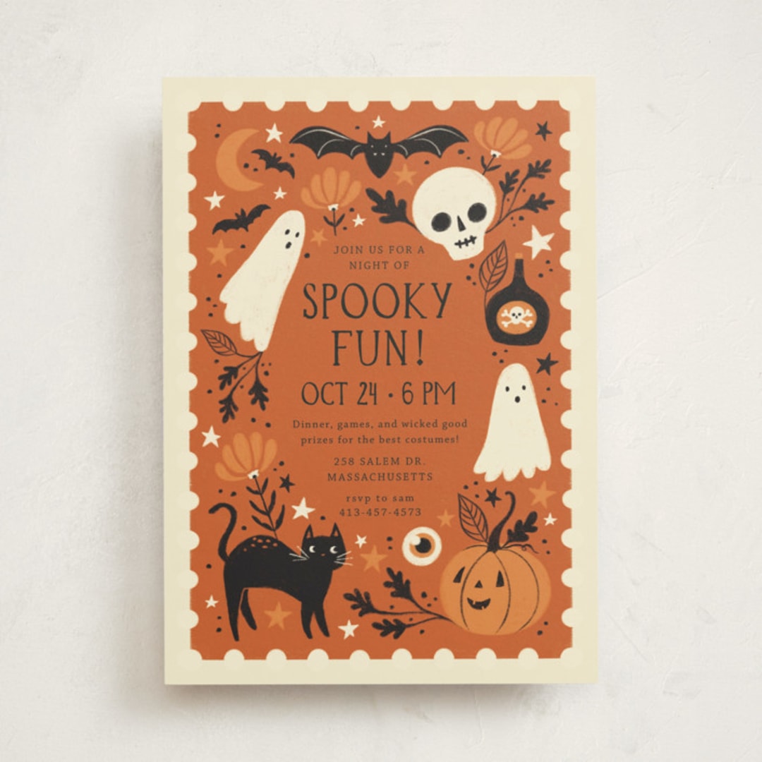"Spooky Fun" - Party Invitations in Pumpkin by Kiersten Garner - Front