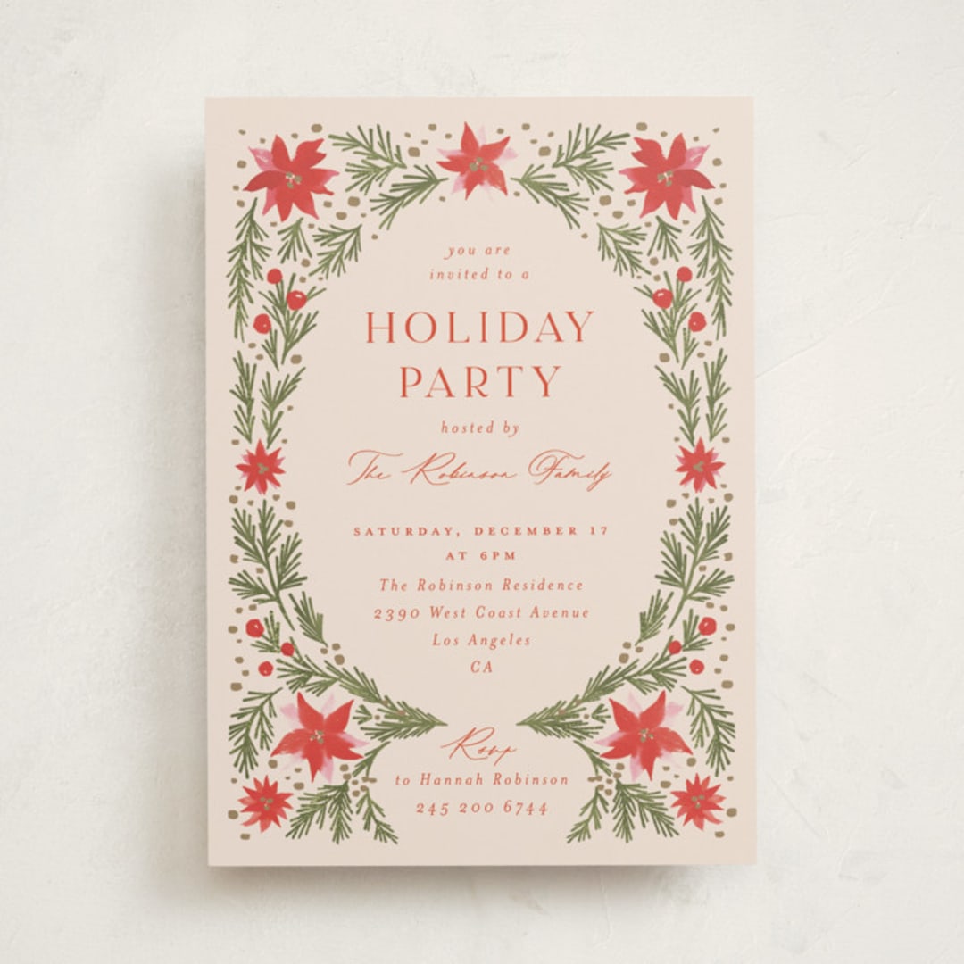 "Christmas Flowers" - Party Invitations in Chardonnay by Claudia Orengo - Front