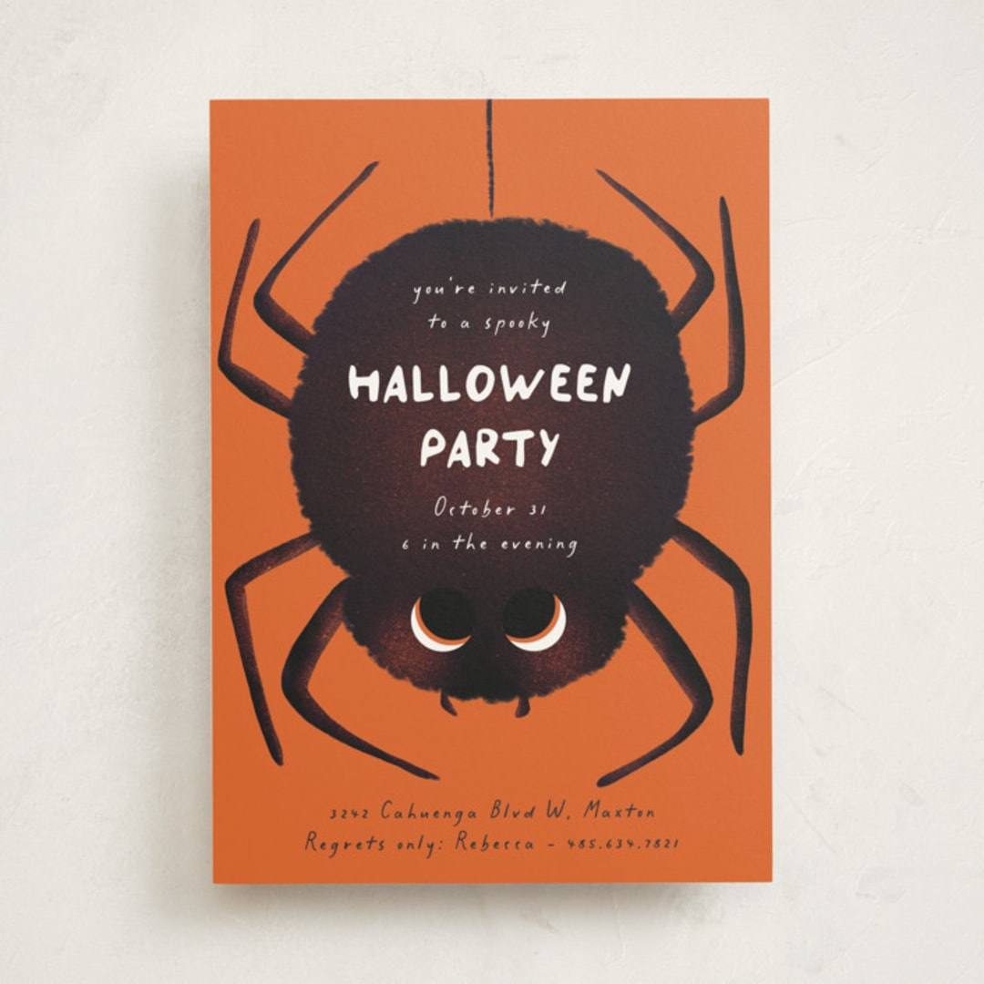 "Spidey" - Party Invitations in Pumpkin by Gwen Bedat - Front